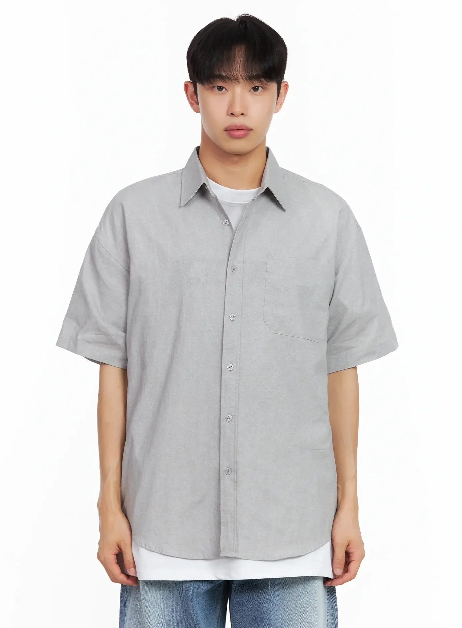 Men's Collared Short-Sleeve Button-Up Top IL516 - Image 20