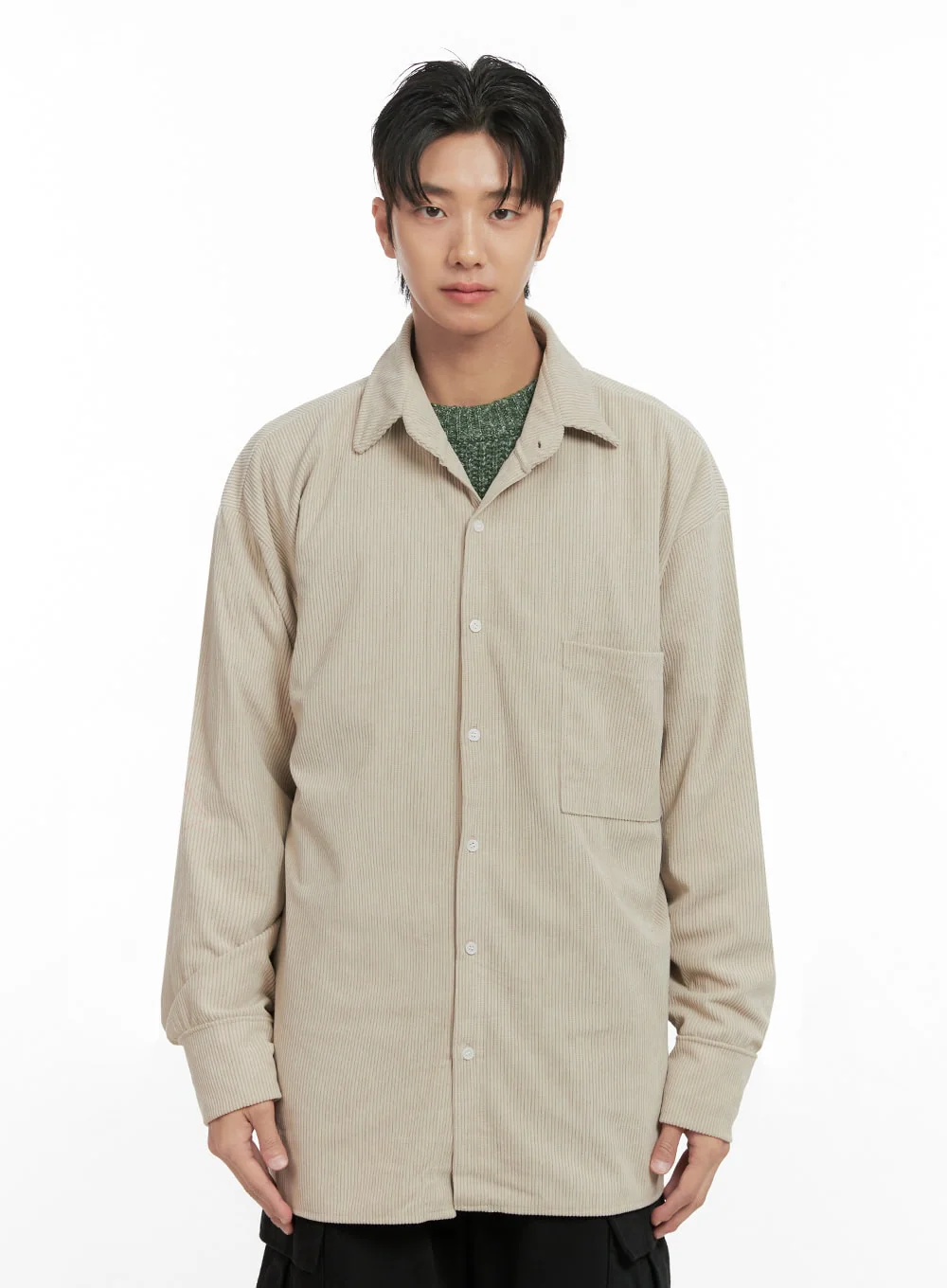 Men's Corduroy Collared Button-Up Shirt ID413 - Image 11