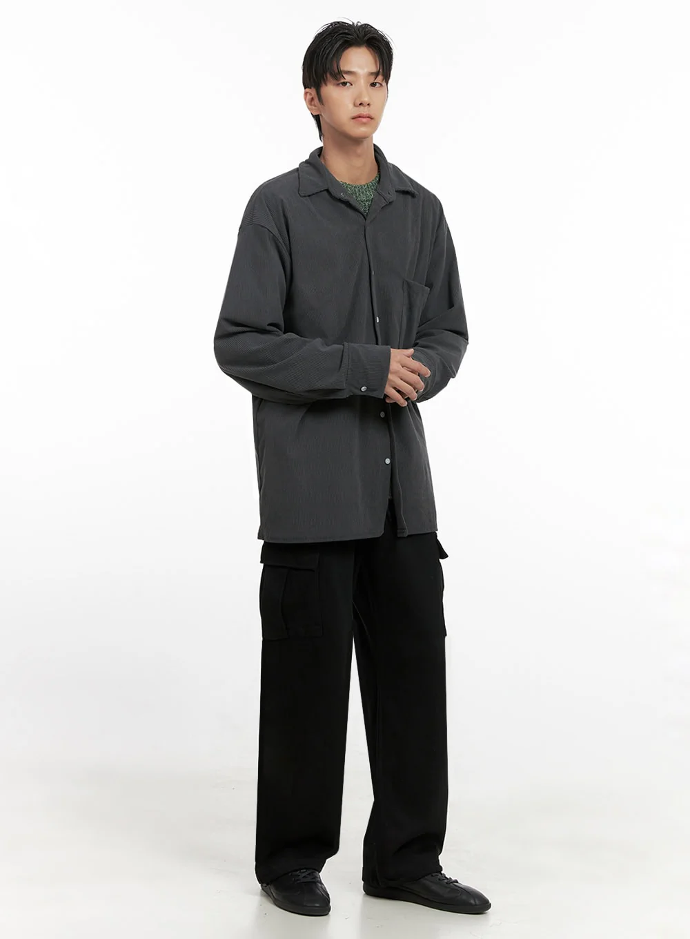 Men's Corduroy Collared Button-Up Shirt ID413 - Image 2