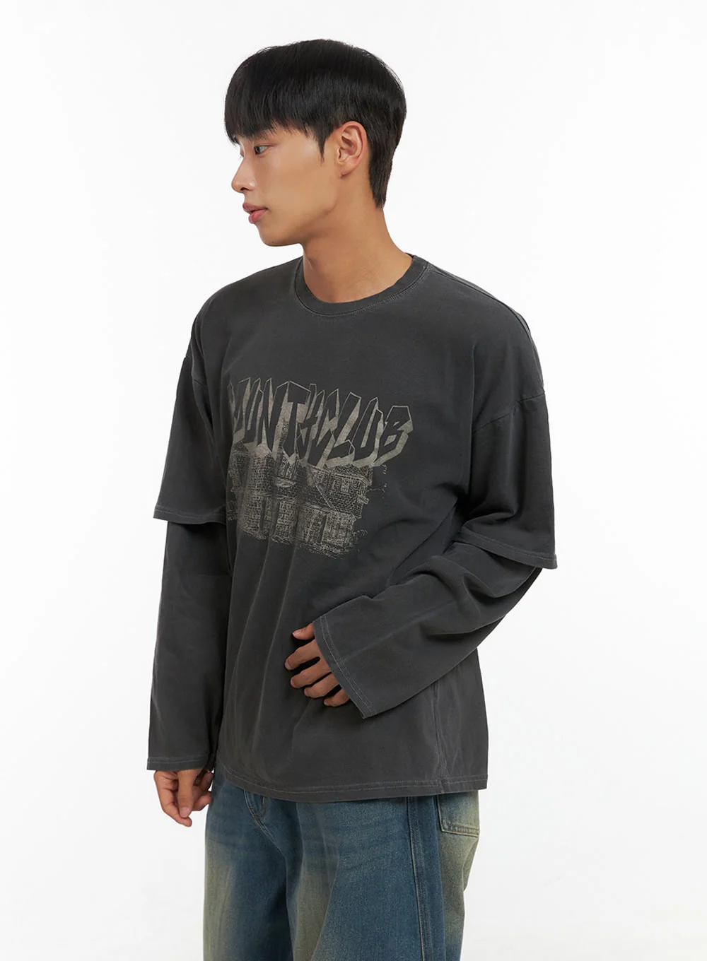Men's Cotton Graphic Layered Long Sleeve IS420 - Image 4