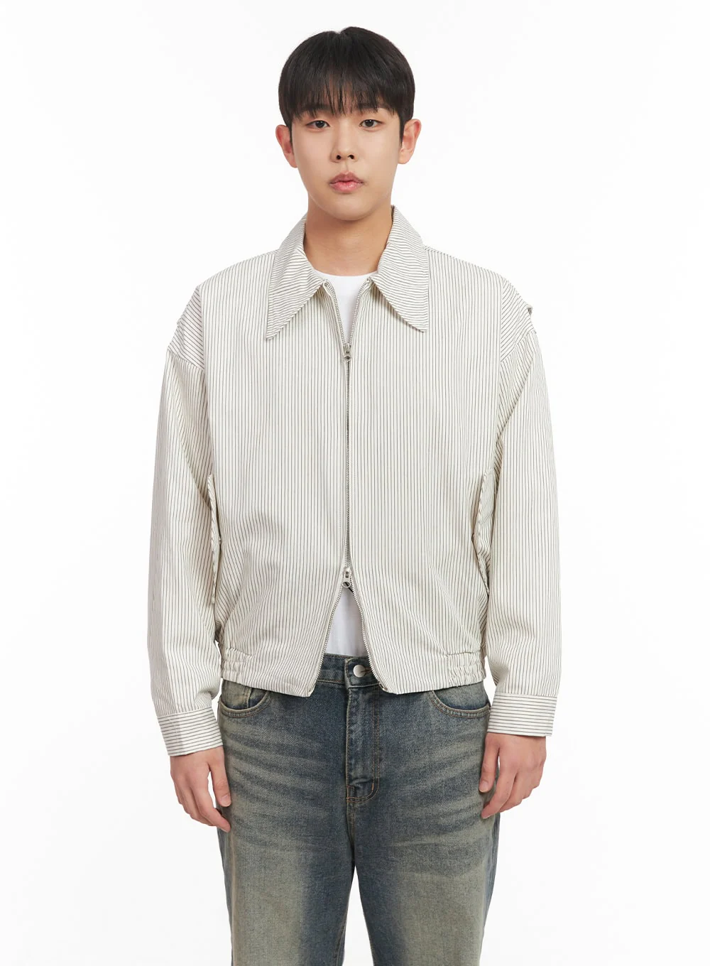 Men's Cotton Striped Zip-Up Jacket IM517 - Image 13