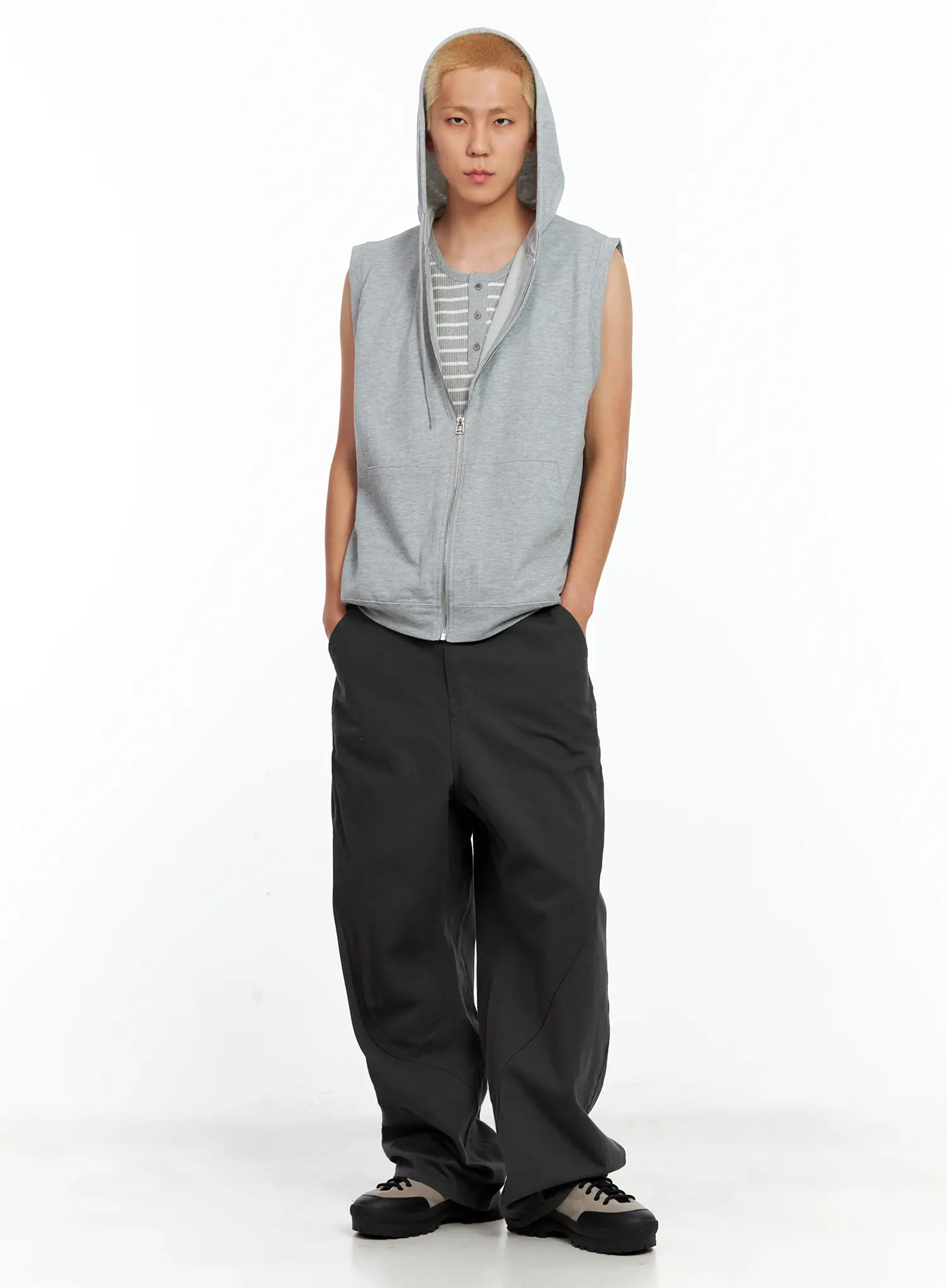 Men's Cotton Zip-Up Hoodie Vest IL511 - Image 9