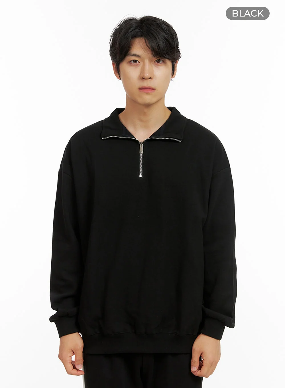 Men's Cozy Zip-Up Solid Sweatshirt (Black) IG409 - Image 8