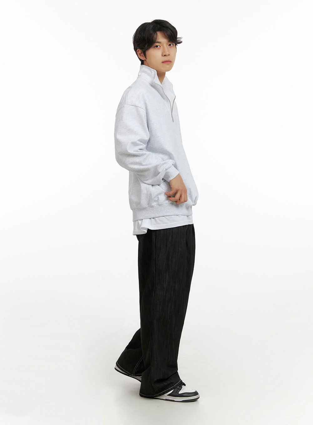 Men's Cozy Zip-Up Solid Sweatshirt (White) IG409 - Image 6
