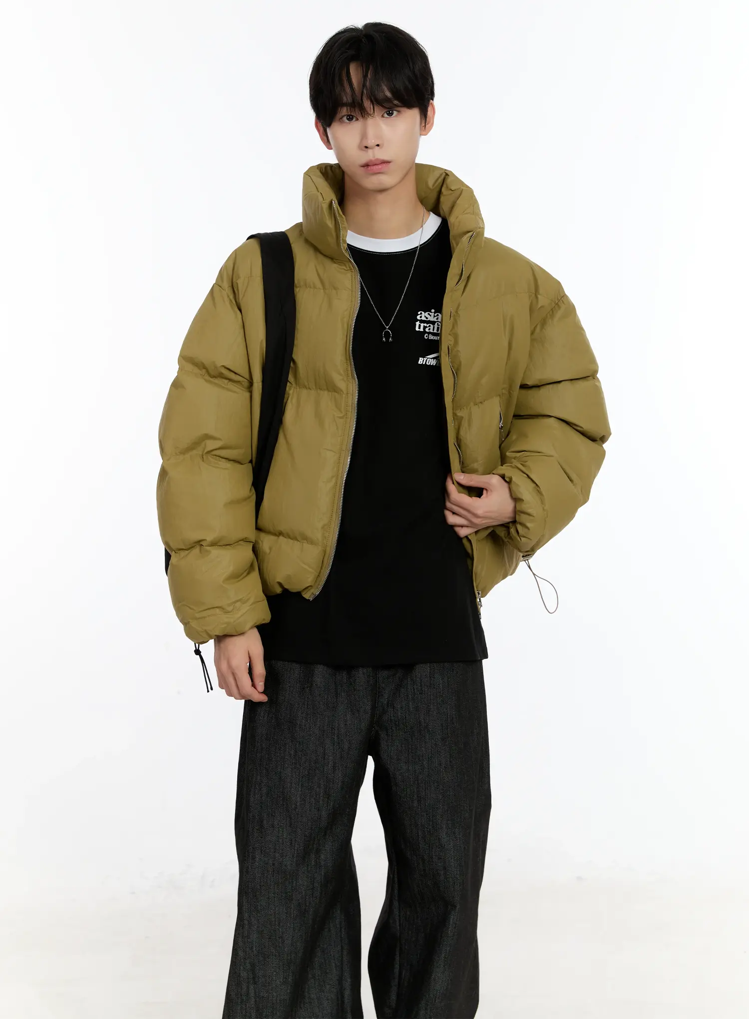 Men's Cropped Puffer Jacket (Dark Yellow) ID502