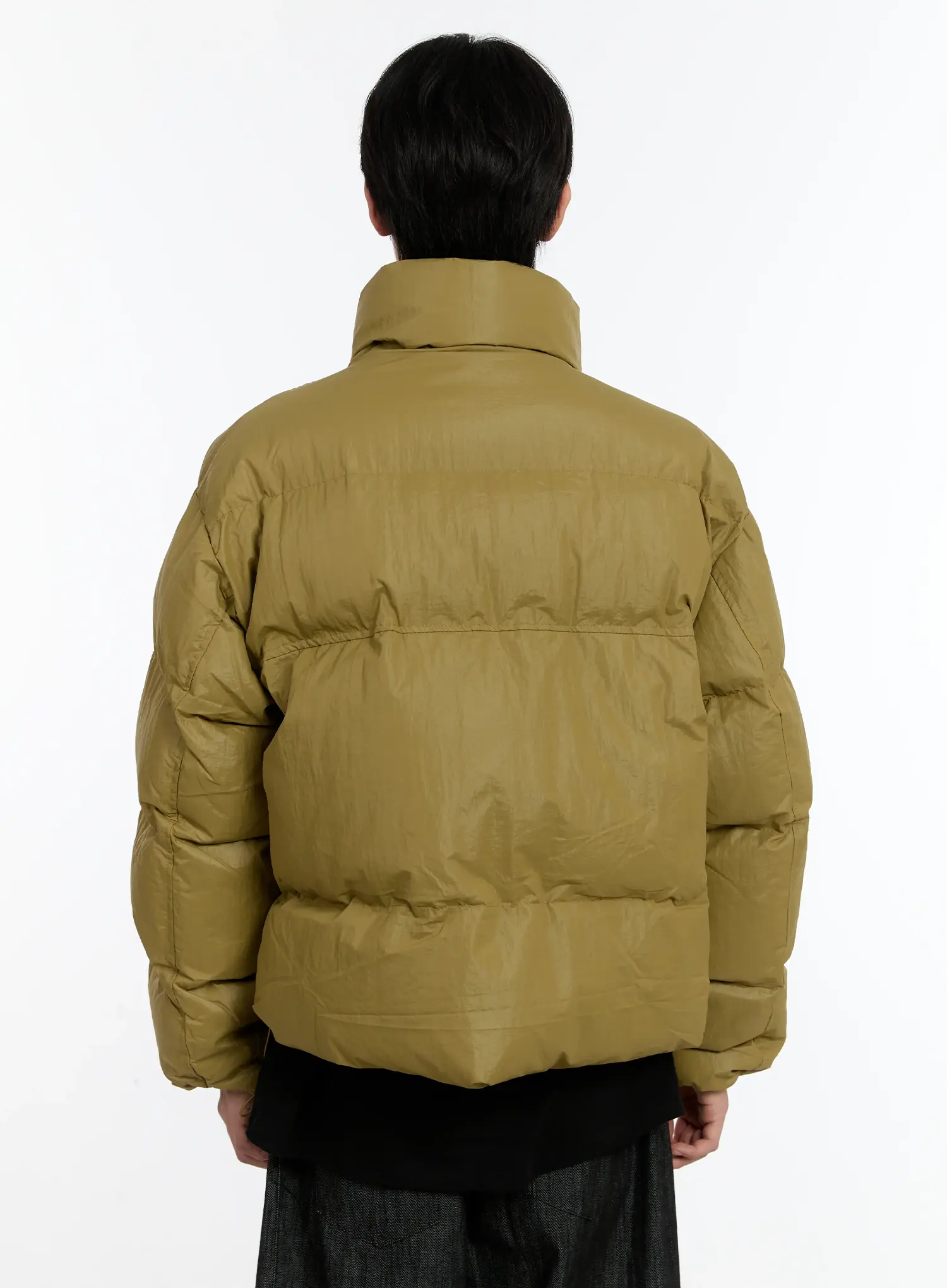 Men's Cropped Puffer Jacket (Dark Yellow) ID502 - Image 5