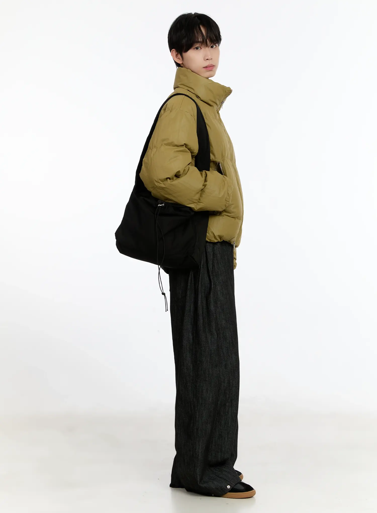Men's Cropped Puffer Jacket (Dark Yellow) ID502 - Image 8