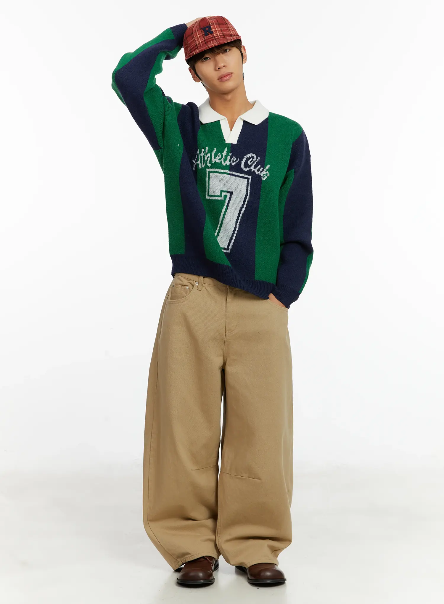 Men's Curved Fit Beige Wide Leg Pants ID523 - Image 2