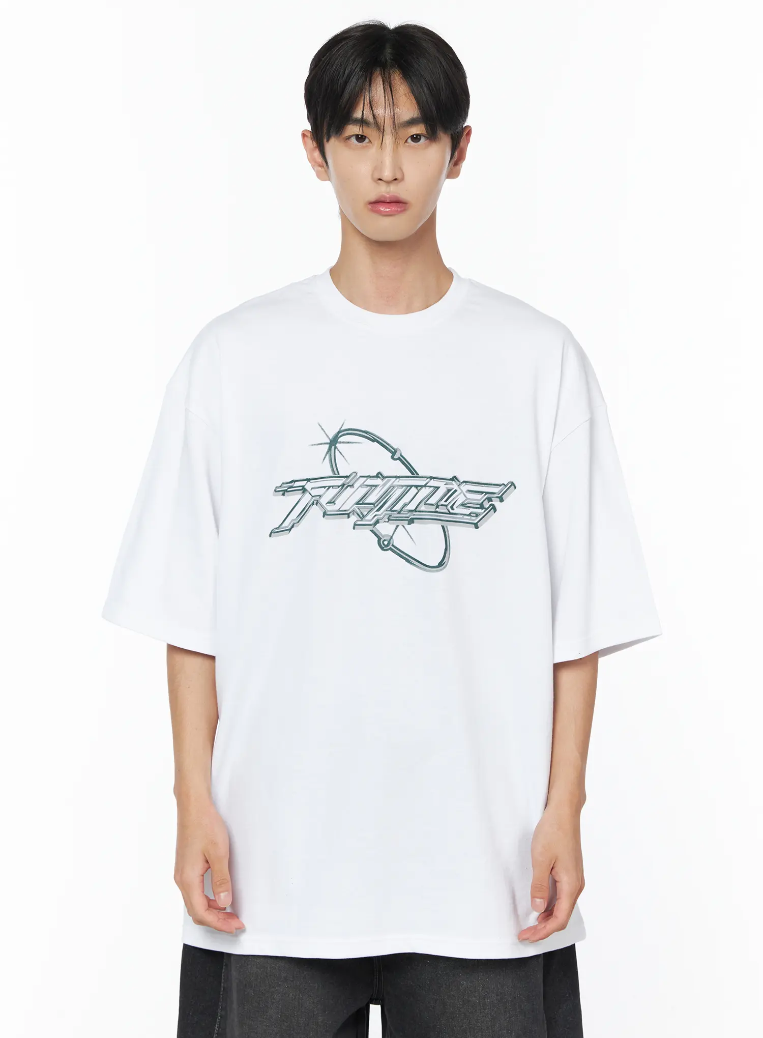 Men's Cyber Graphic Oversized Tee IU510 - Image 8