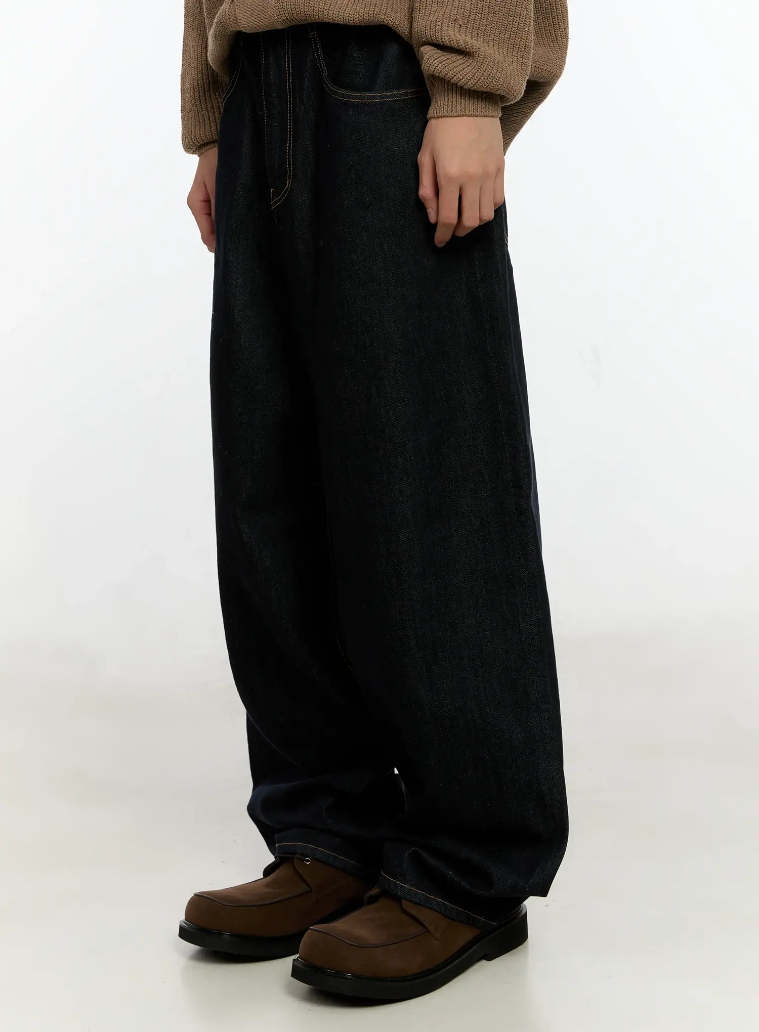 Men's Dark Wash Wide Leg Jeans IN503 - Image 4