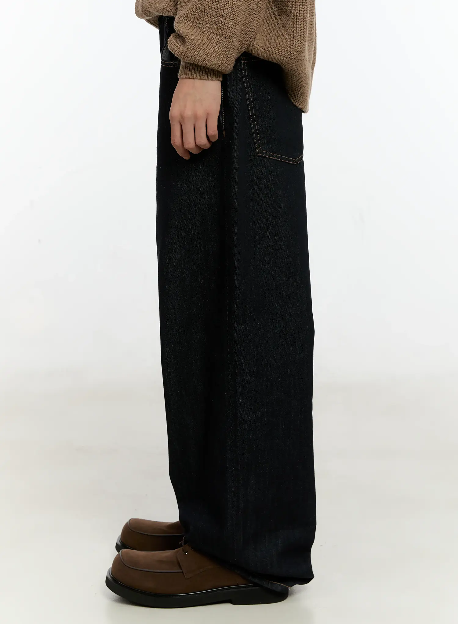 Men's Dark Wash Wide Leg Jeans IN503 - Image 5