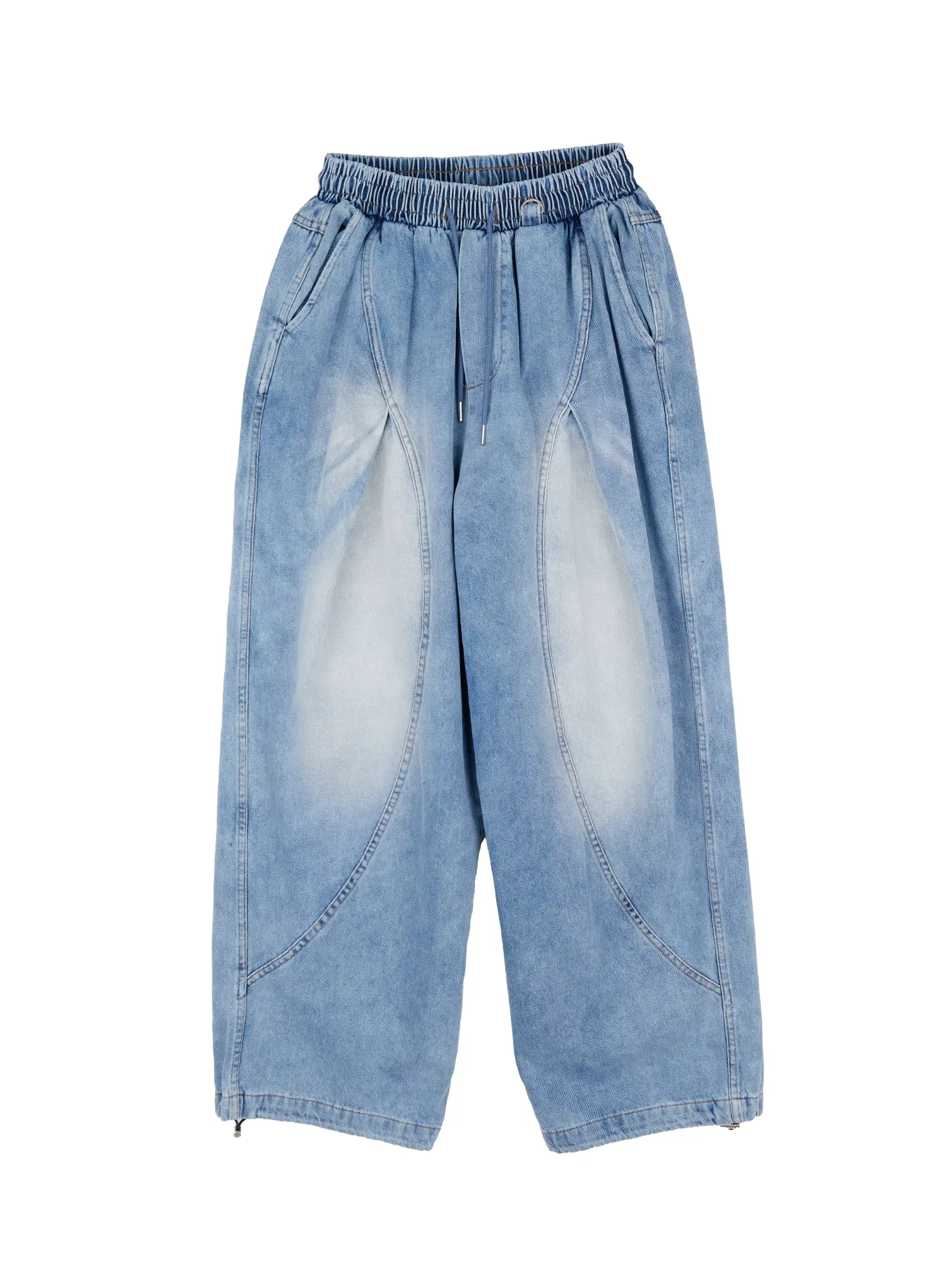 Men's Detailed Light Washed Baggy Jeans IJ512 - Image 11