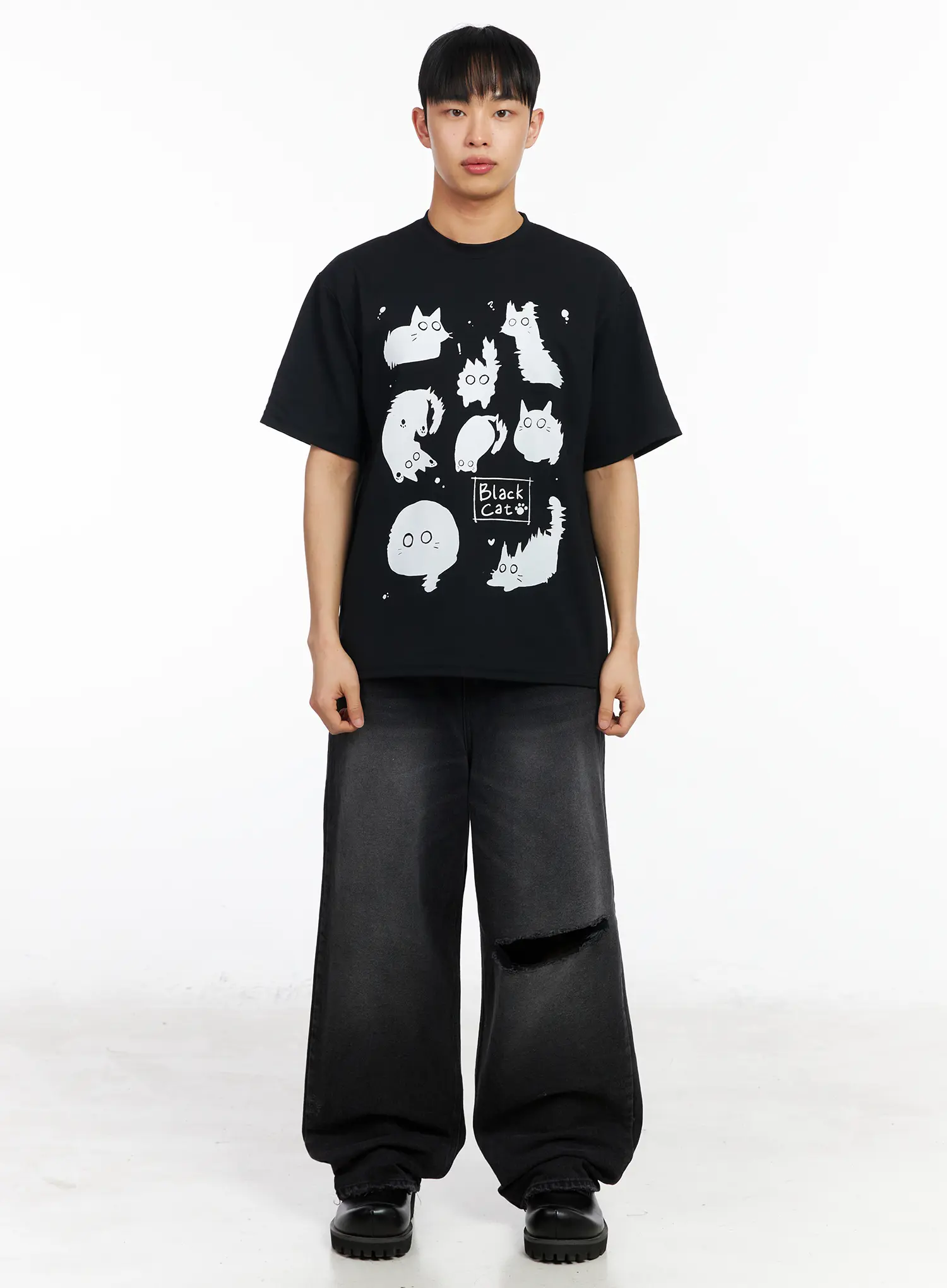 Men's Distressed Baggy Jeans IA501 - Image 4