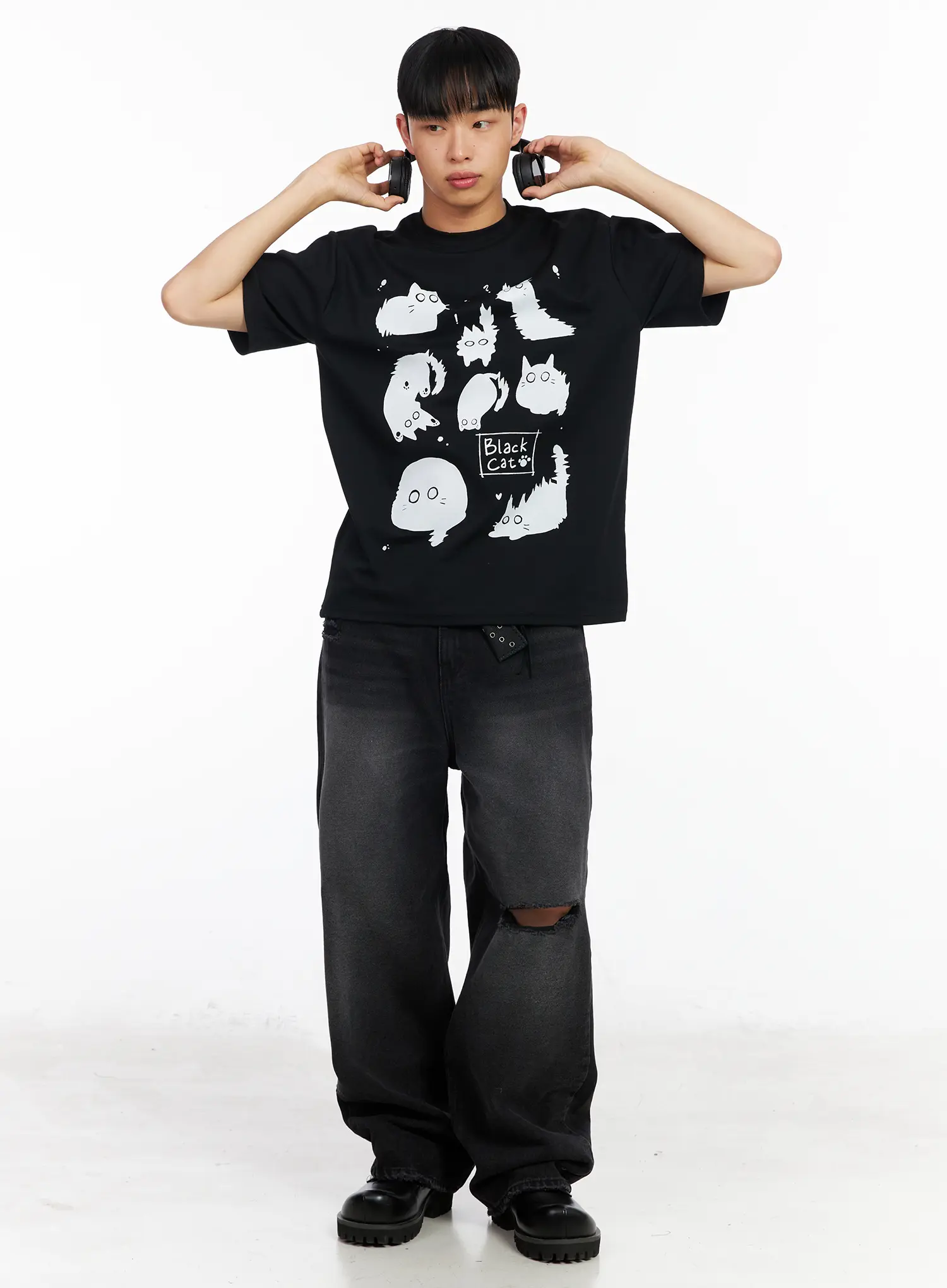 Men's Distressed Baggy Jeans IA501 - Image 9