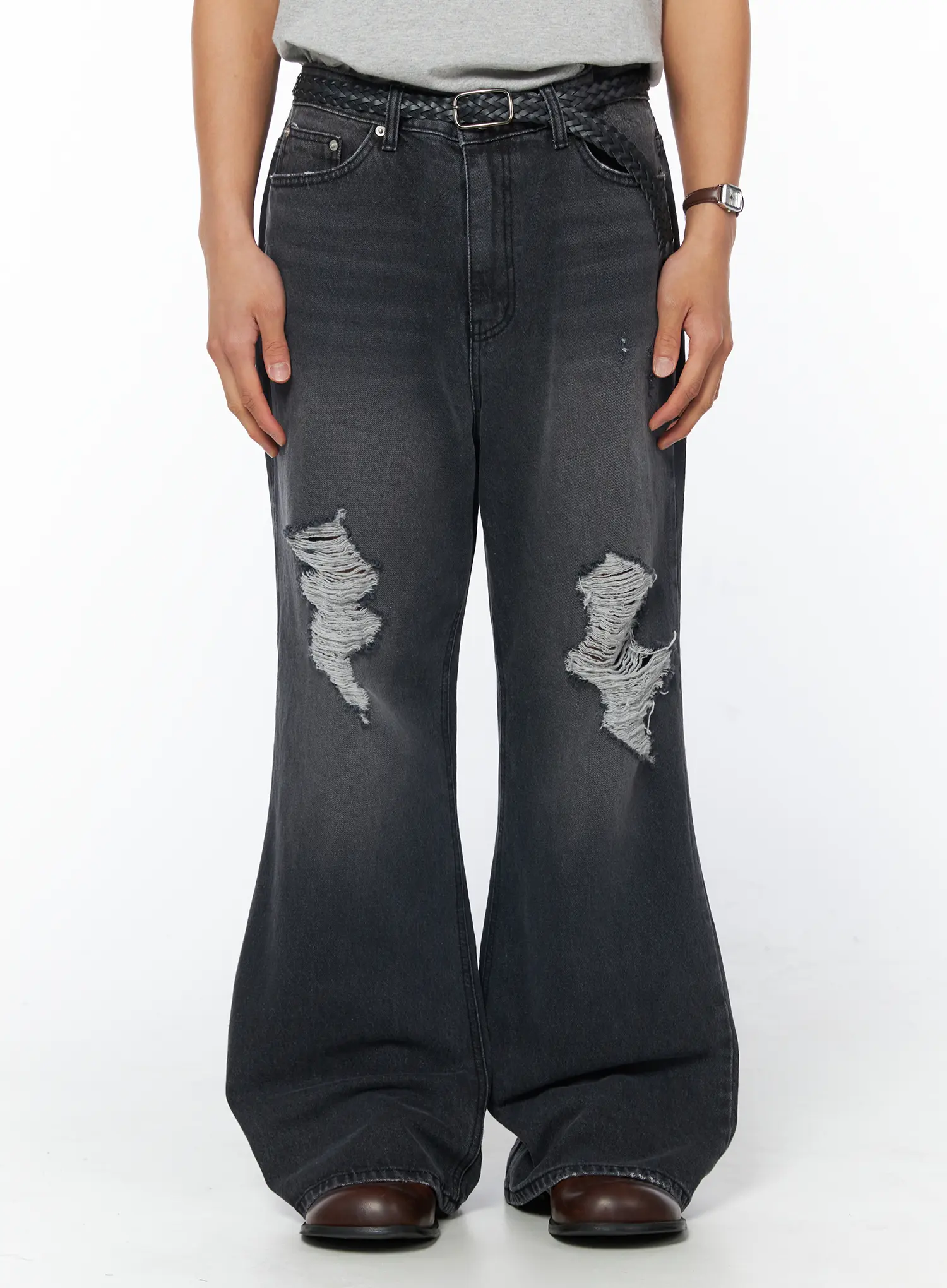 Men's Distressed Bootcut Jeans IU503