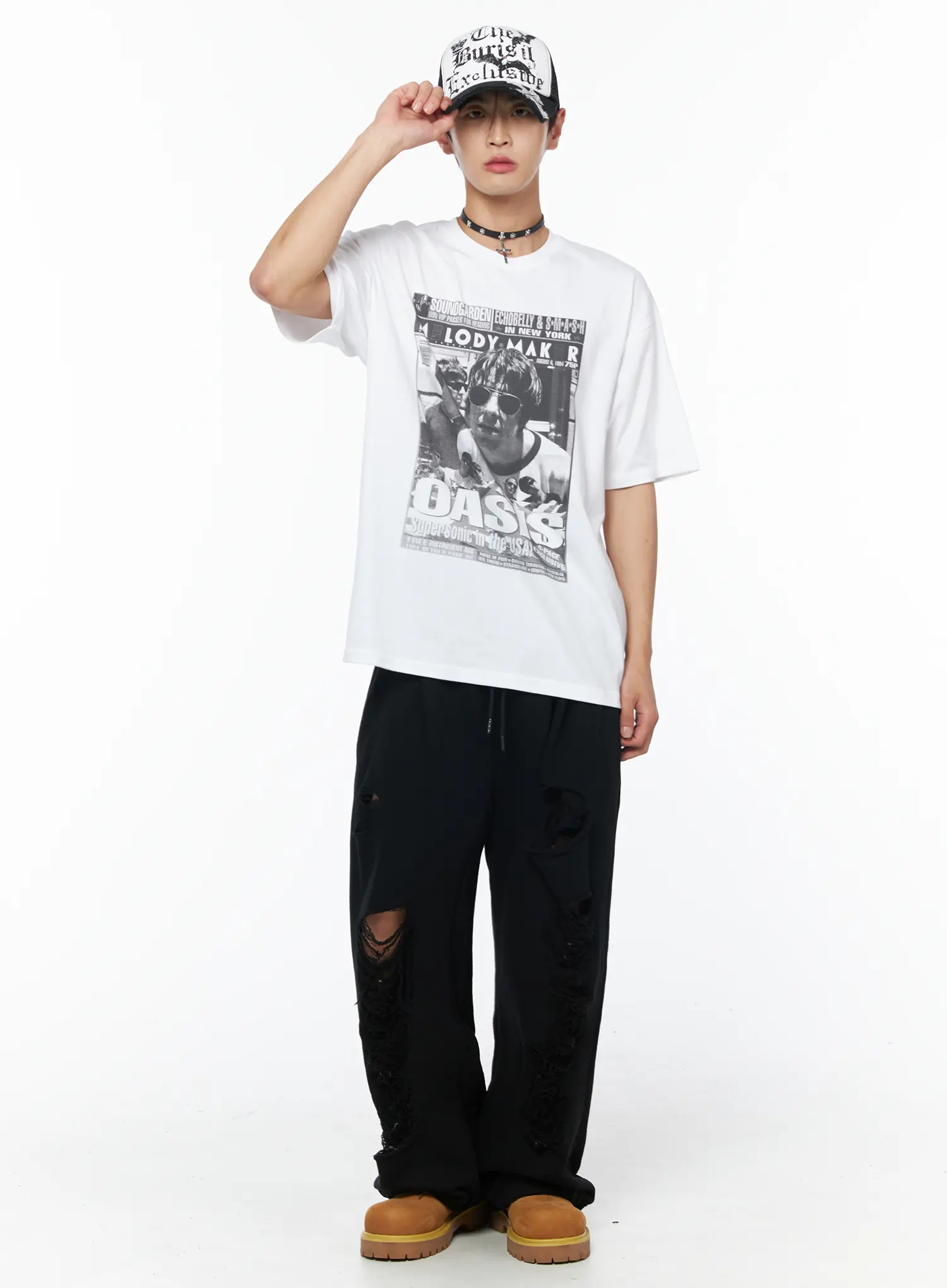 Men's Distressed Sweatpants (Black) IU510 - Image 3