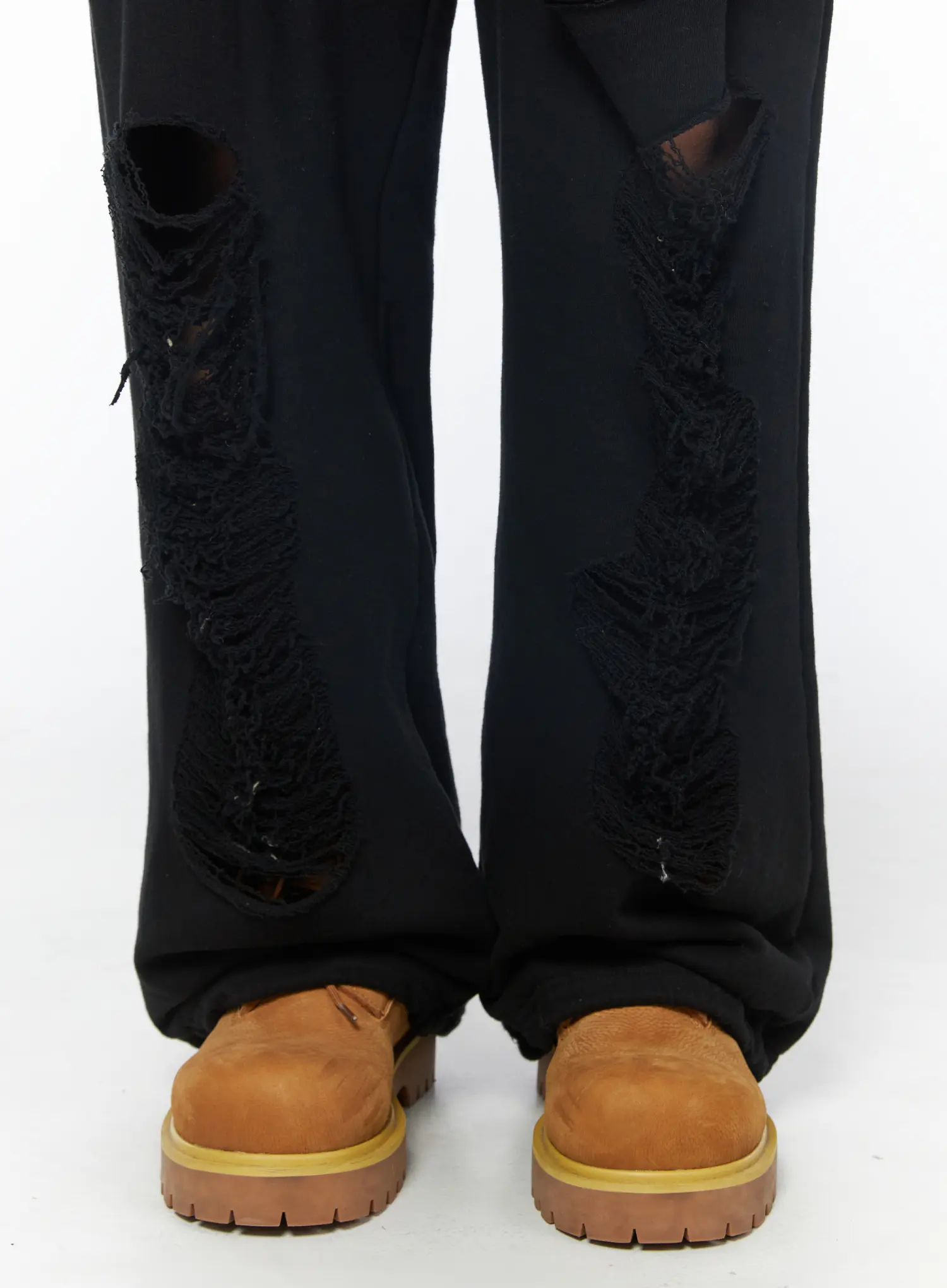 Men's Distressed Sweatpants (Black) IU510 - Image 5