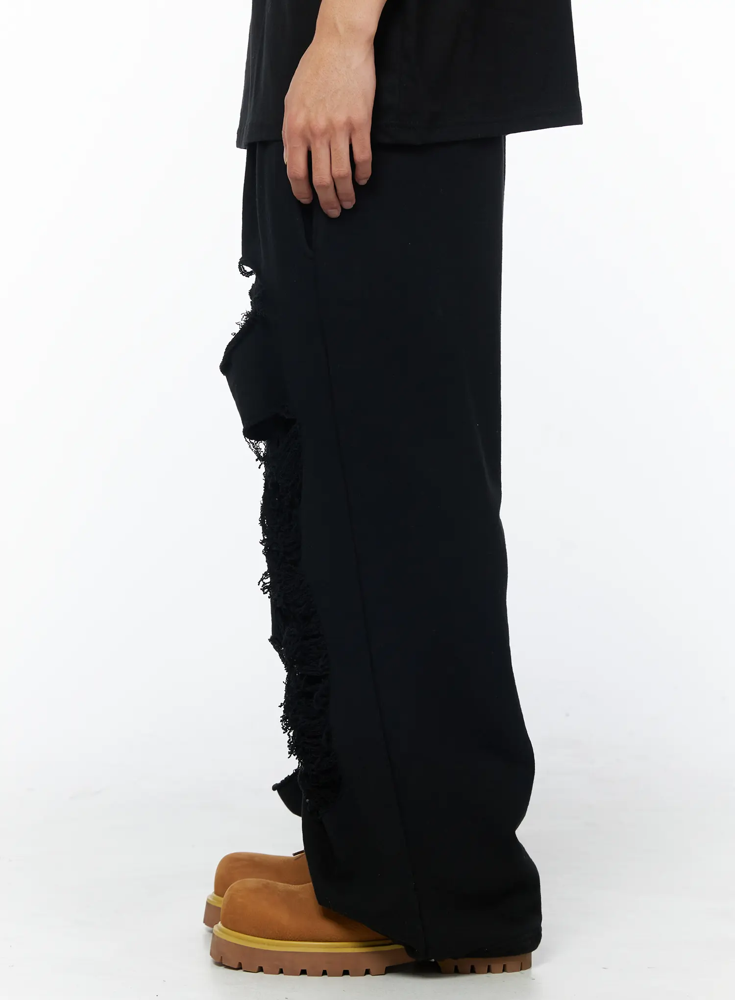Men's Distressed Sweatpants (Black) IU510 - Image 7