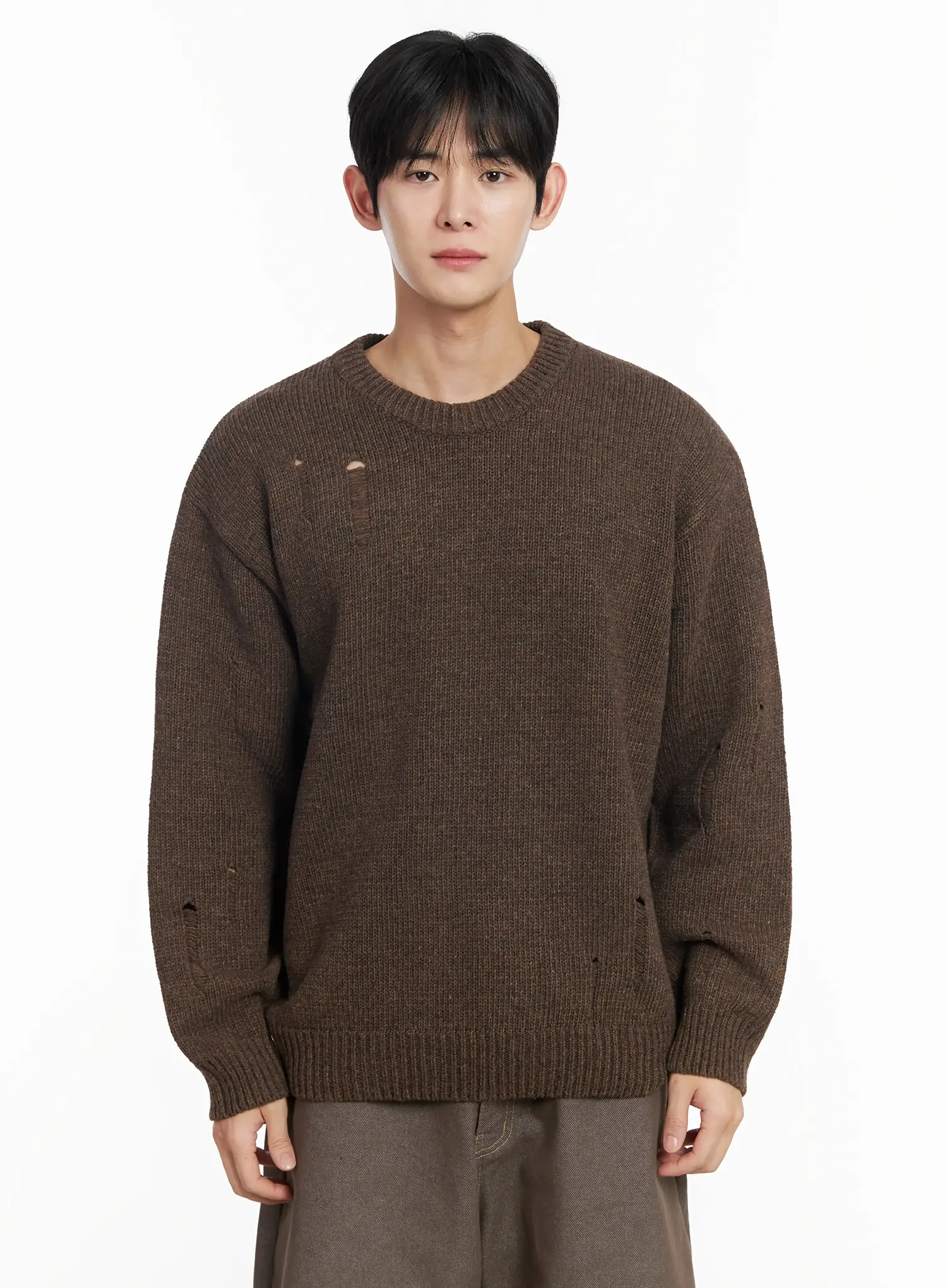 Men's Distressed Wool Sweater IF516 - Image 13