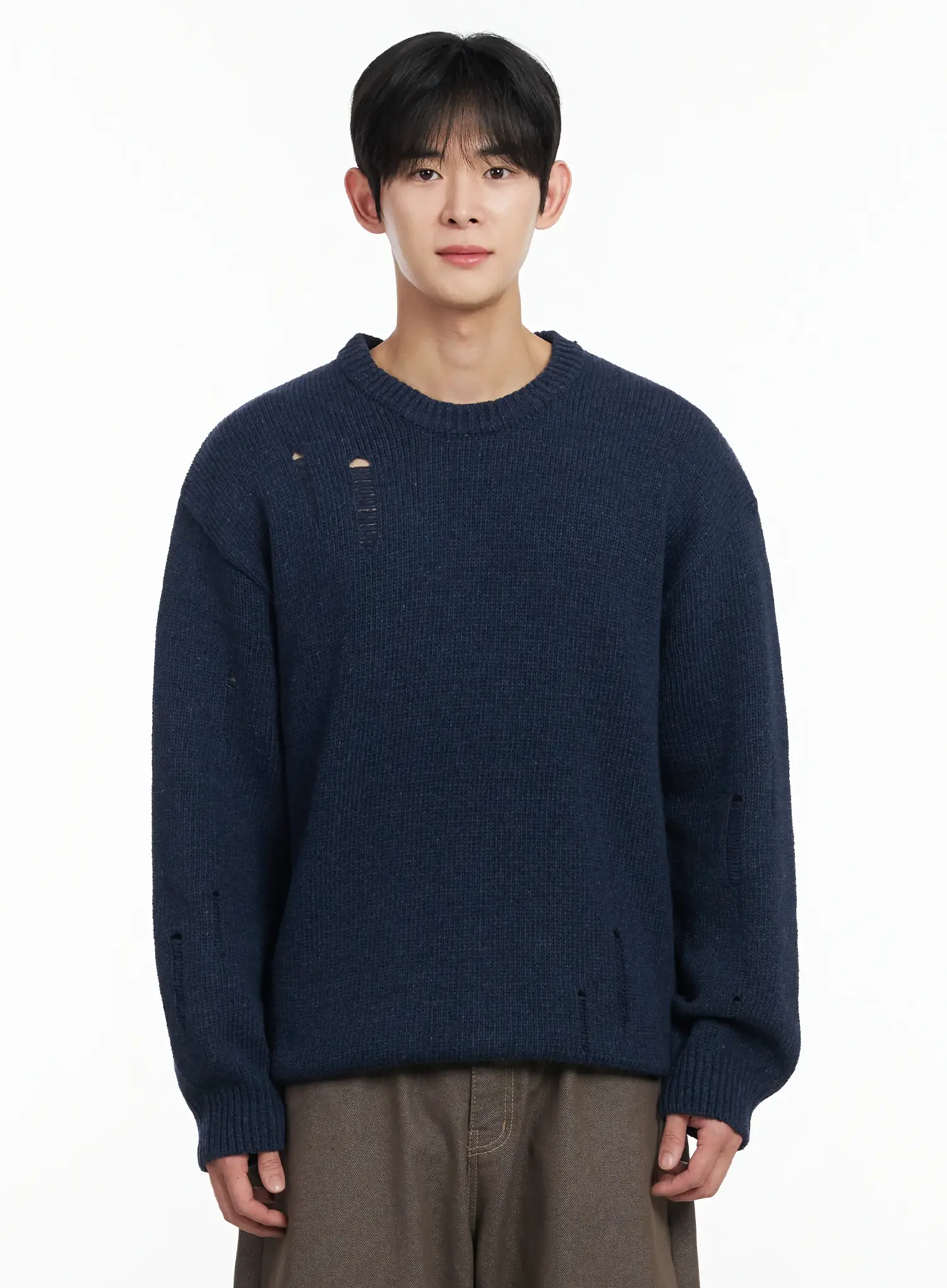 Men's Distressed Wool Sweater IF516 - Image 9