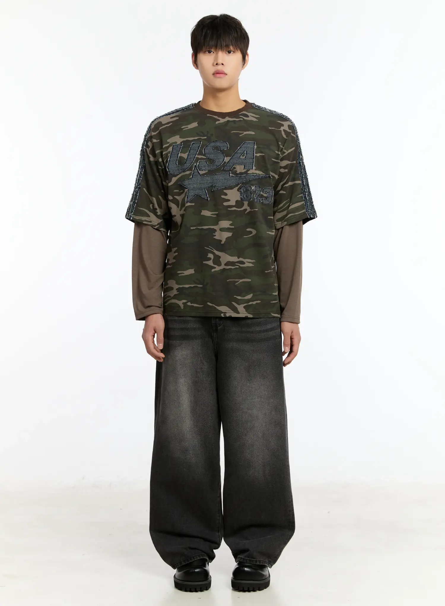 Men's Double Layer Camo Long Sleeve Tee IM502 - Image 3