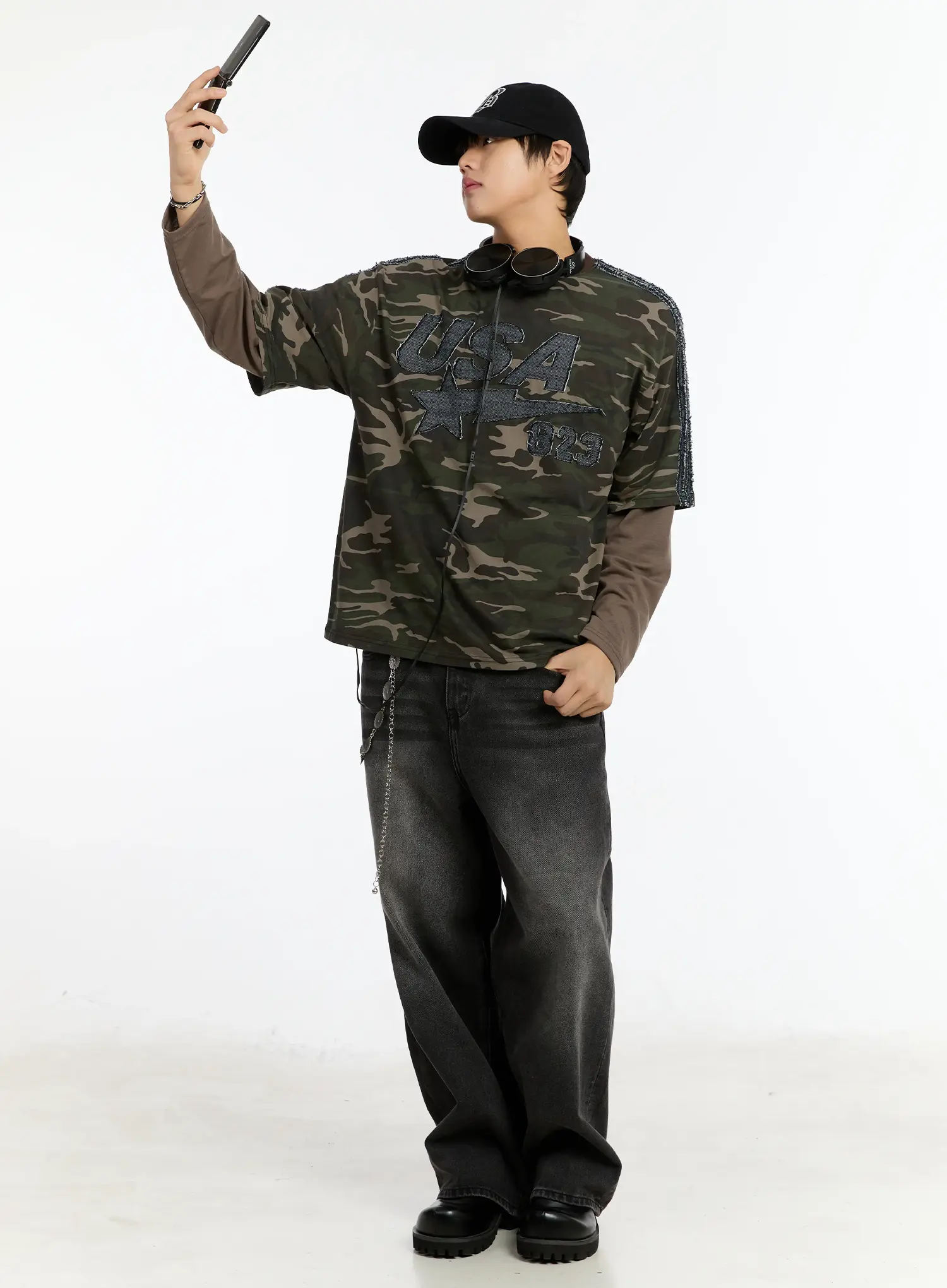Men's Double Layer Camo Long Sleeve Tee IM502 - Image 8