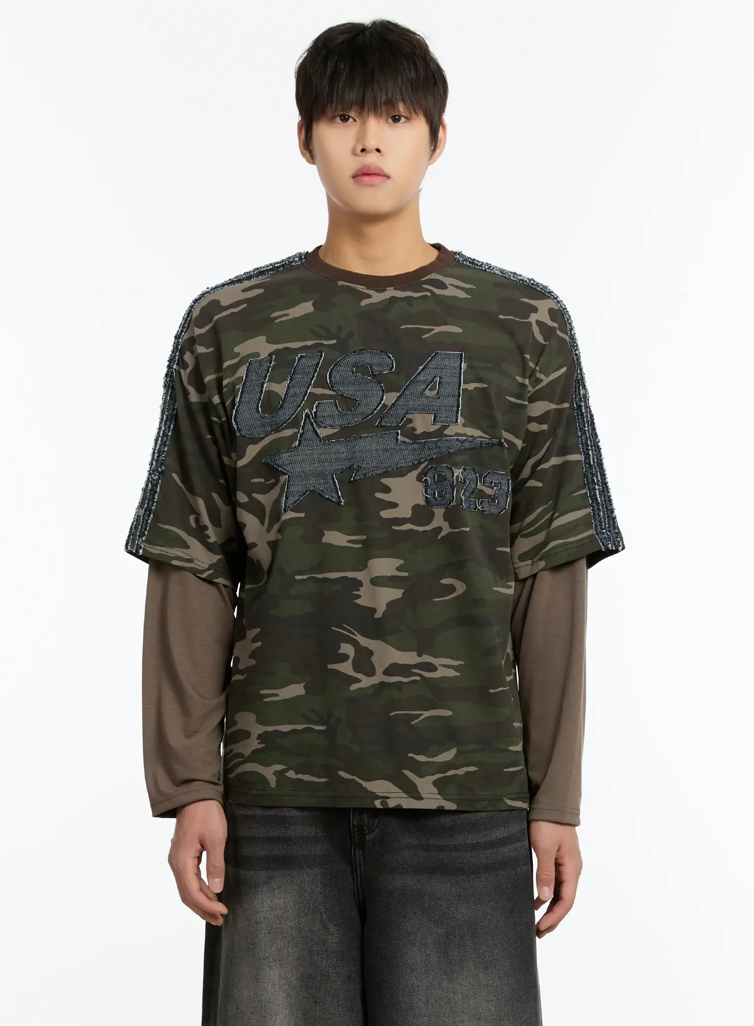 Men's Double Layer Camo Long Sleeve Tee IM502 - Image 9