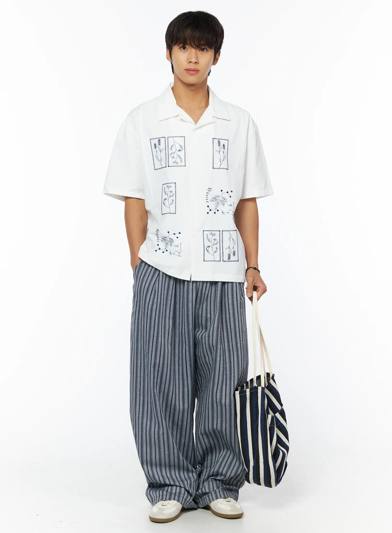 Men's Embroidered Collar Short Sleeve Shirt IU503 - Image 7