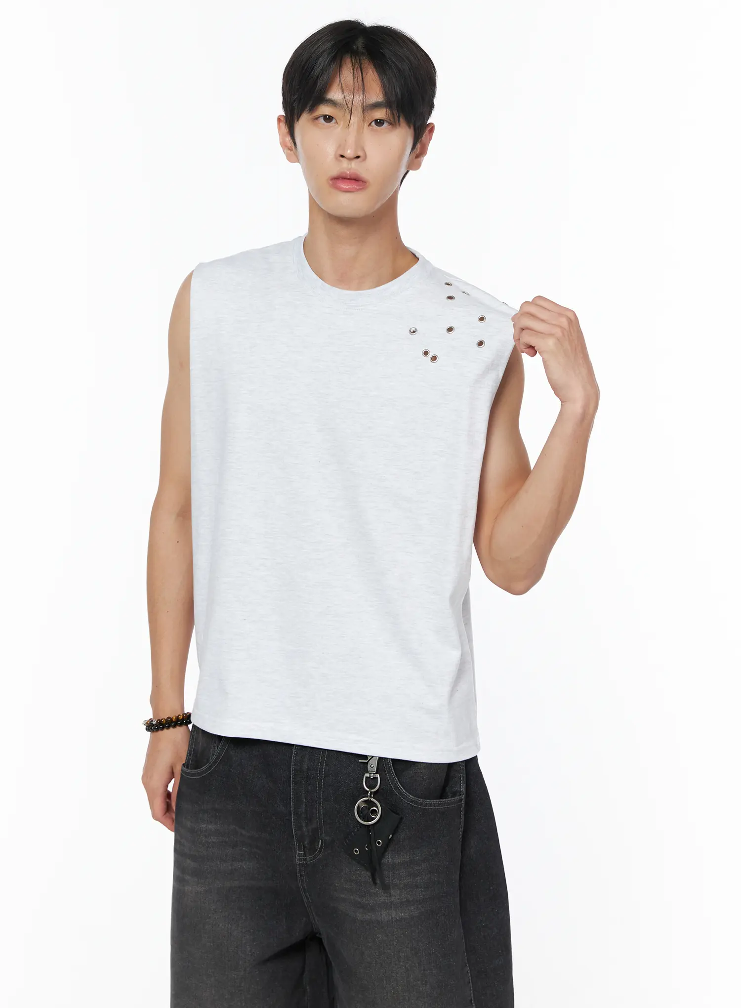 Men's Eyelet Semi-Crop Tank IU510 - Image 3
