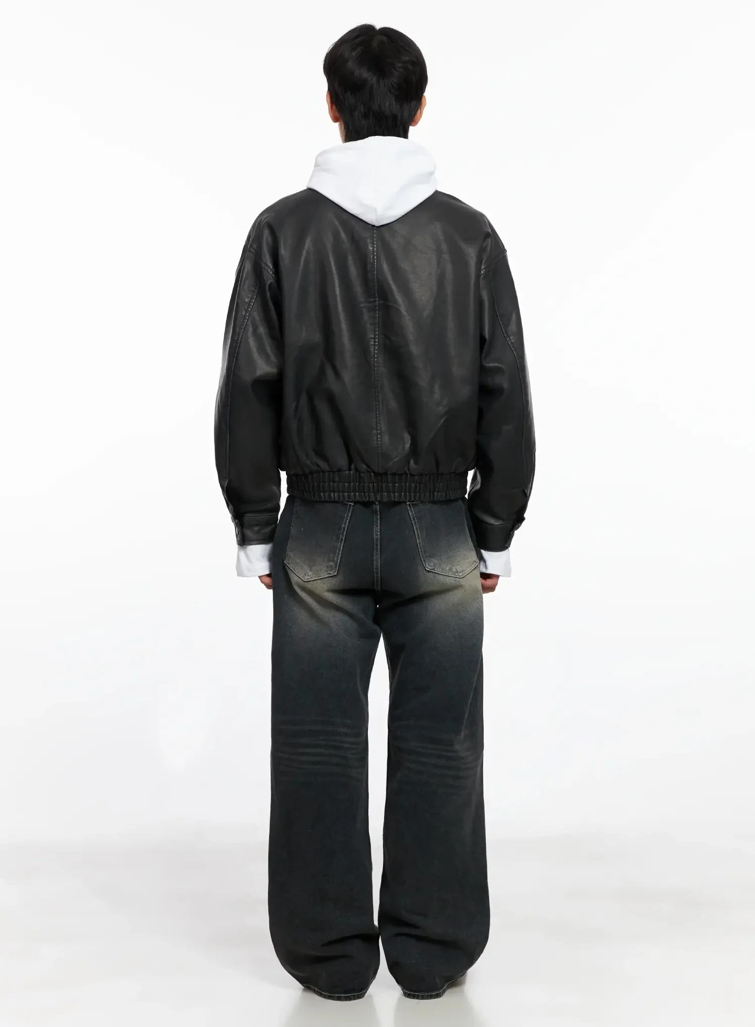 Men's Faux Leather Toggle Buckle Jacket IO517 - Image 9