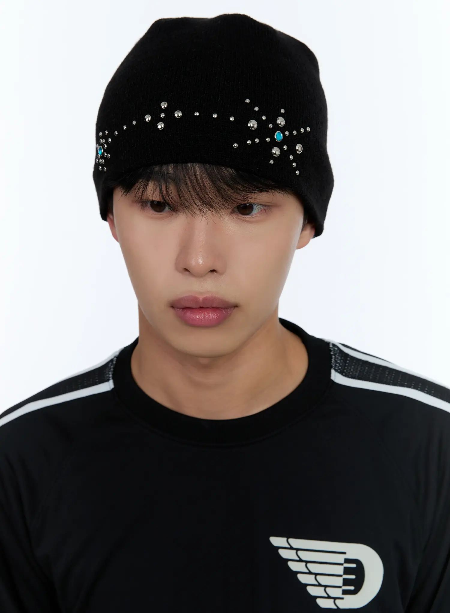 Men's Floral Stud Beanie IL515 - Image 5