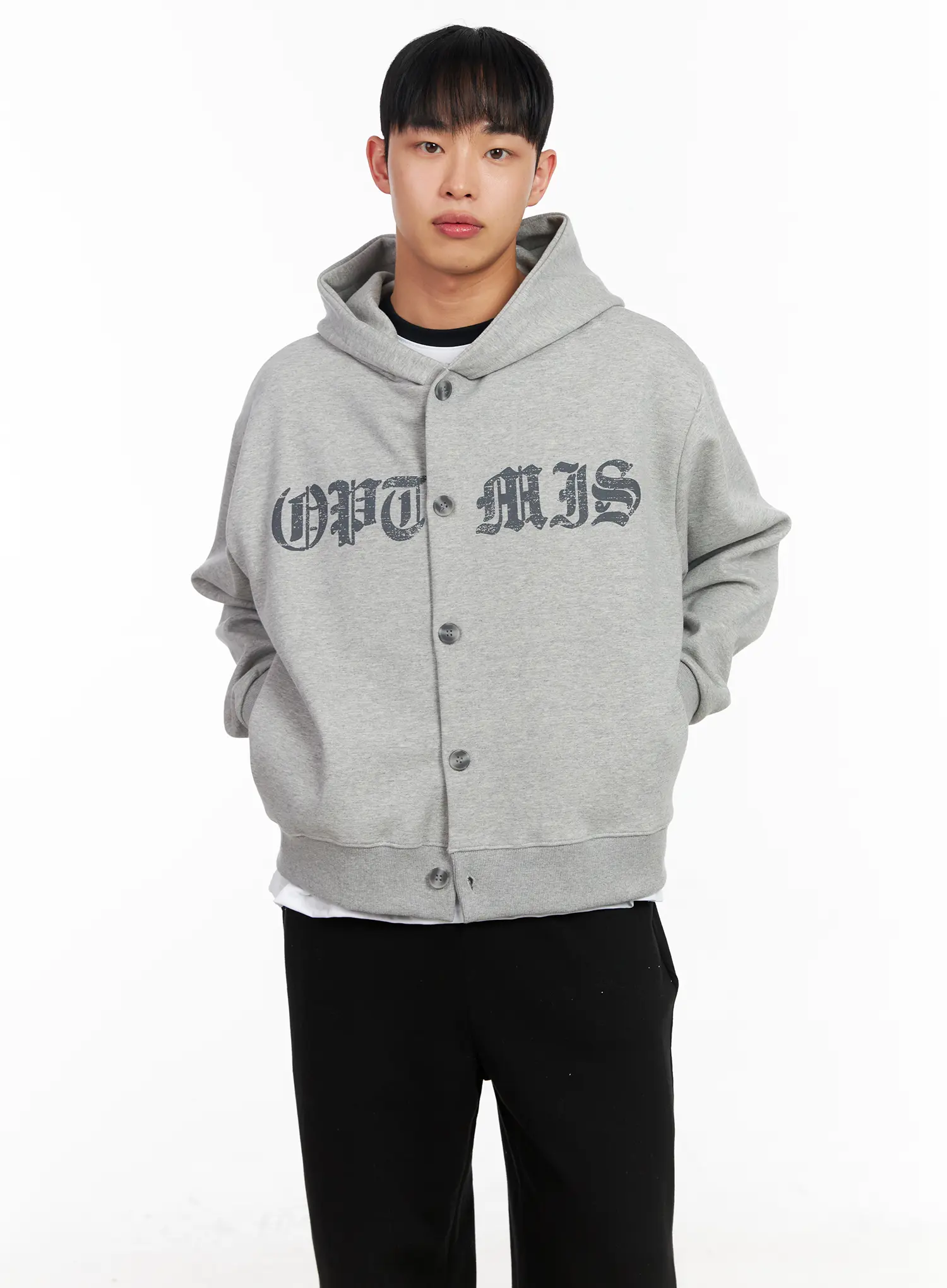 Men's Graphic Button-Up Hoodie IA501