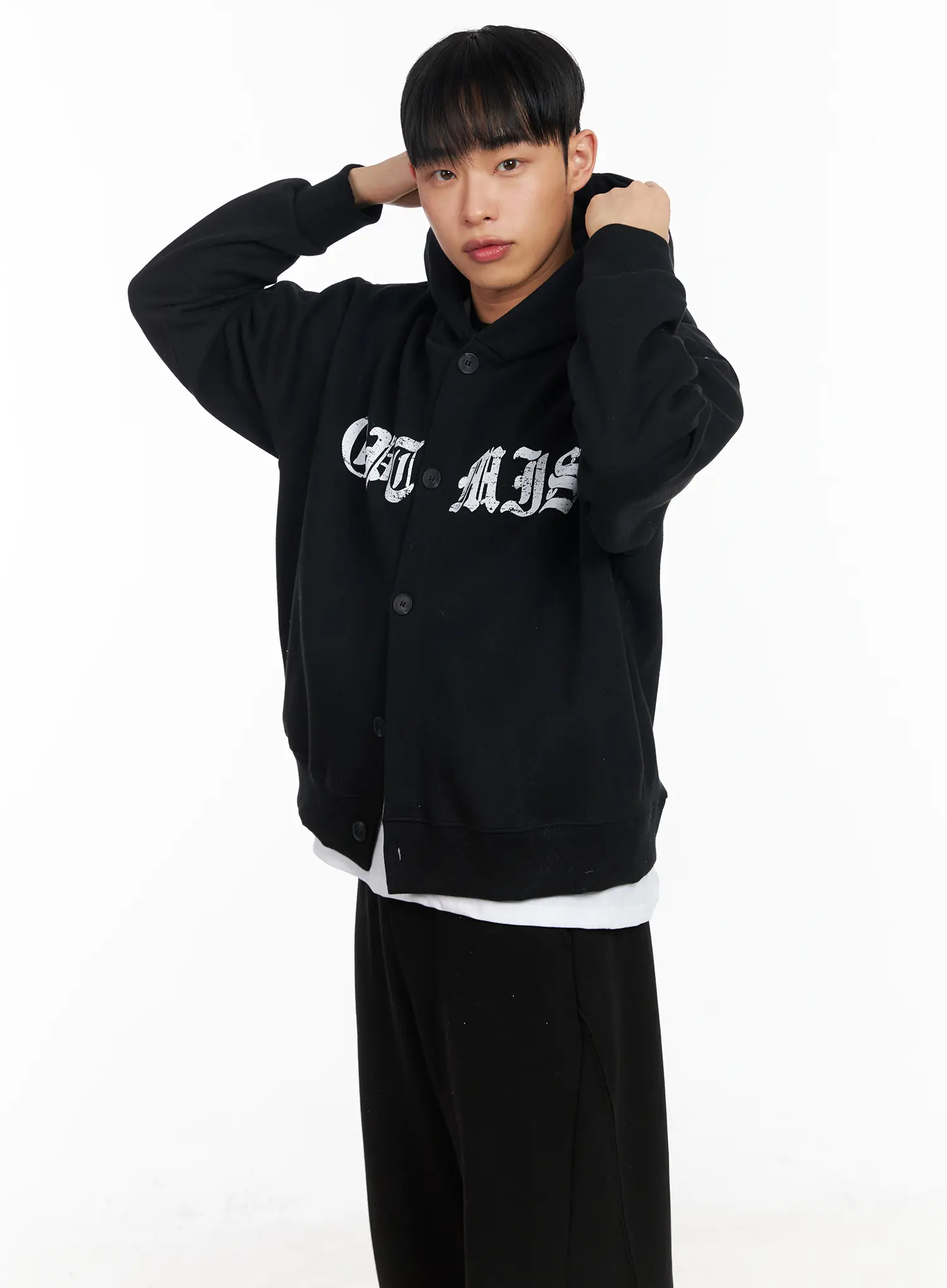 Men's Graphic Button-Up Hoodie IA501 - Image 2