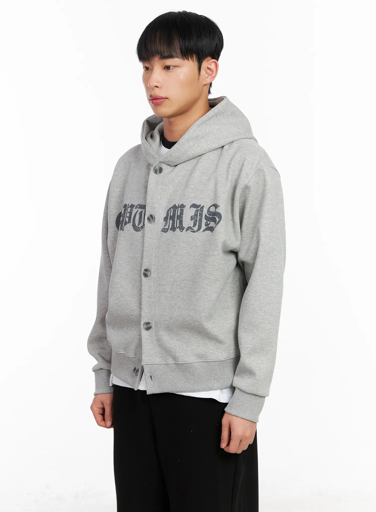 Men's Graphic Button-Up Hoodie IA501 - Image 5