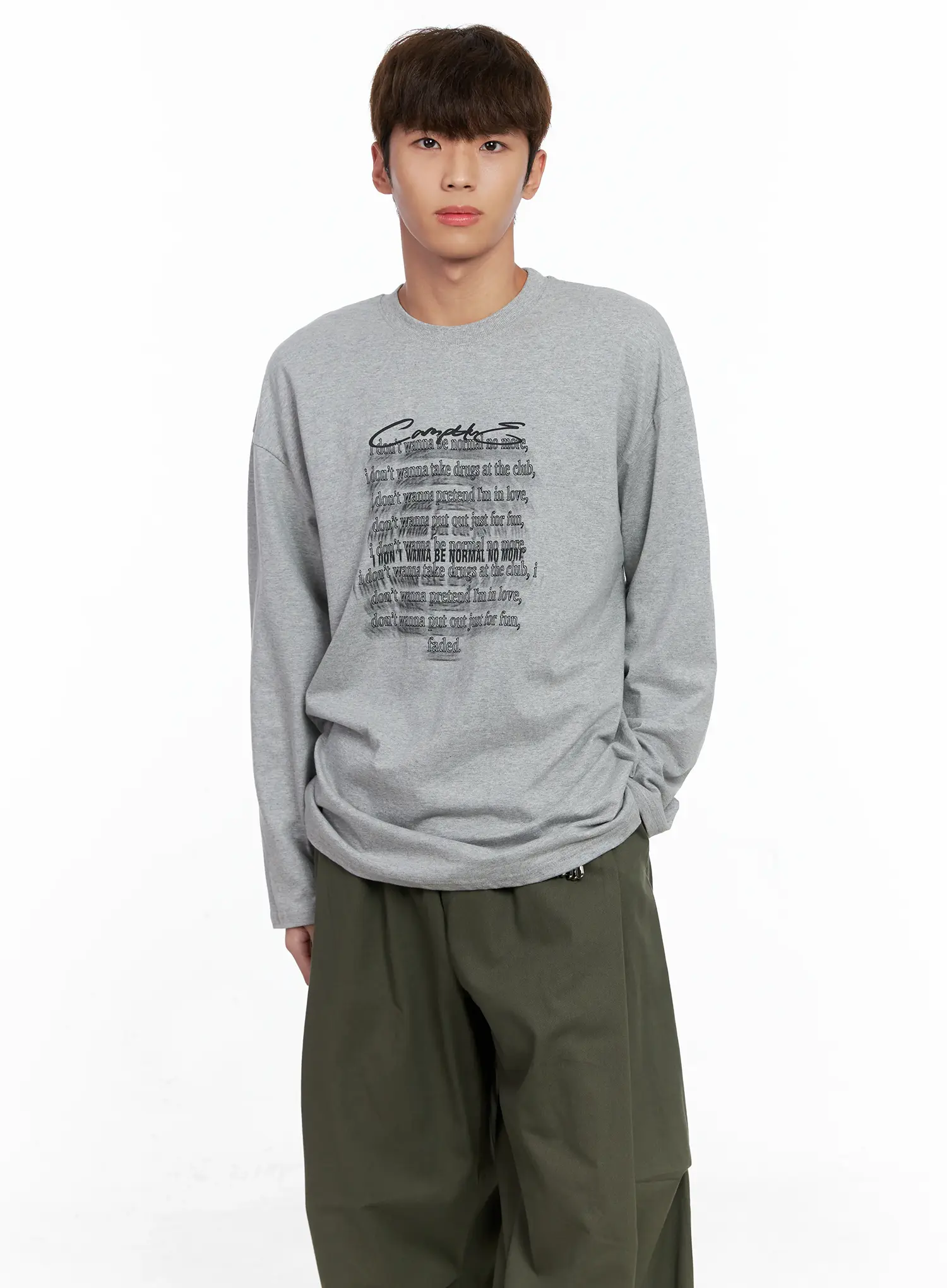 Men's Graphic Lettering Long Sleeve IO506