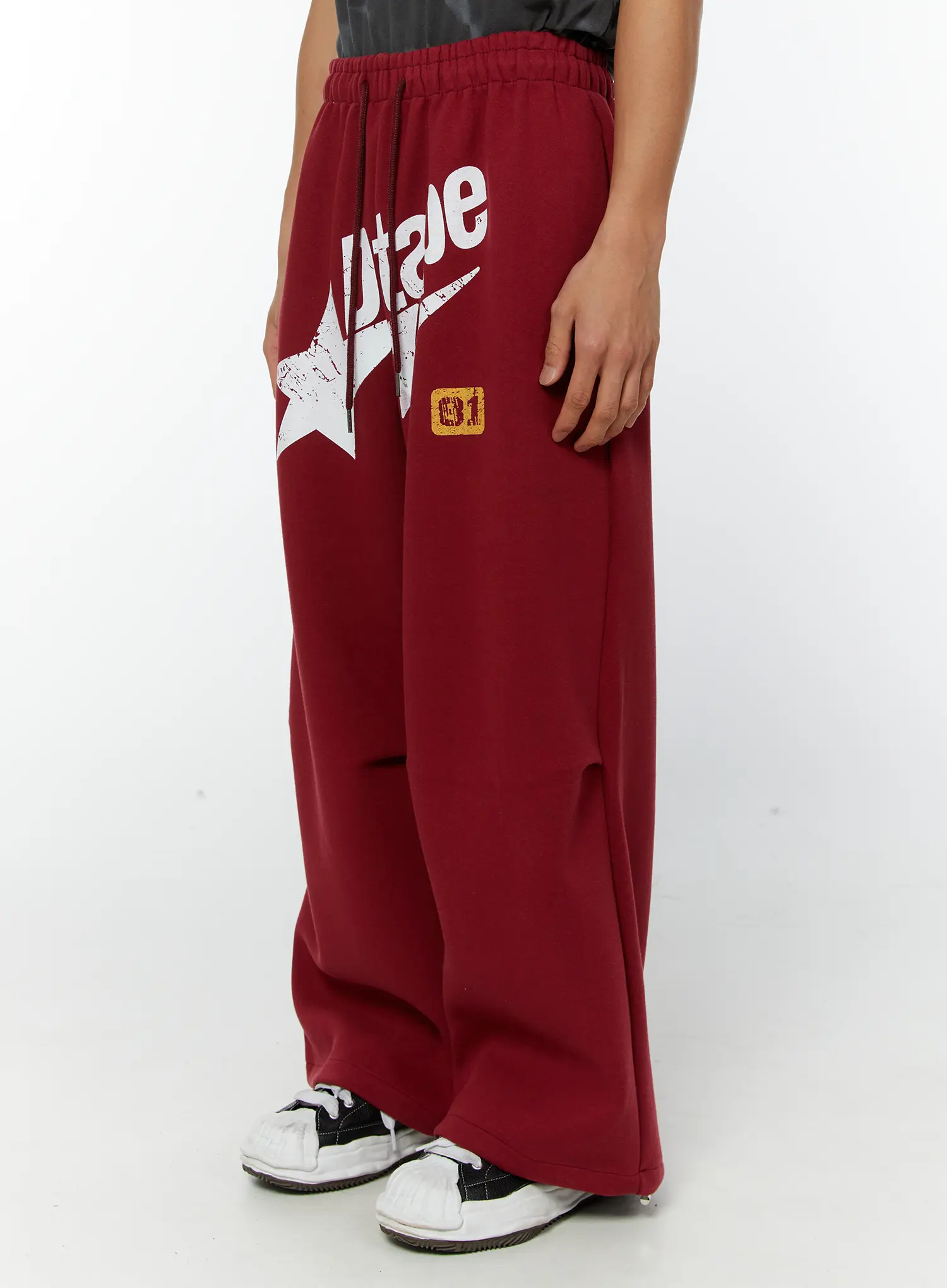 Men's Graphic Parachute String Sweatpants (Red) IY513 - Image 2