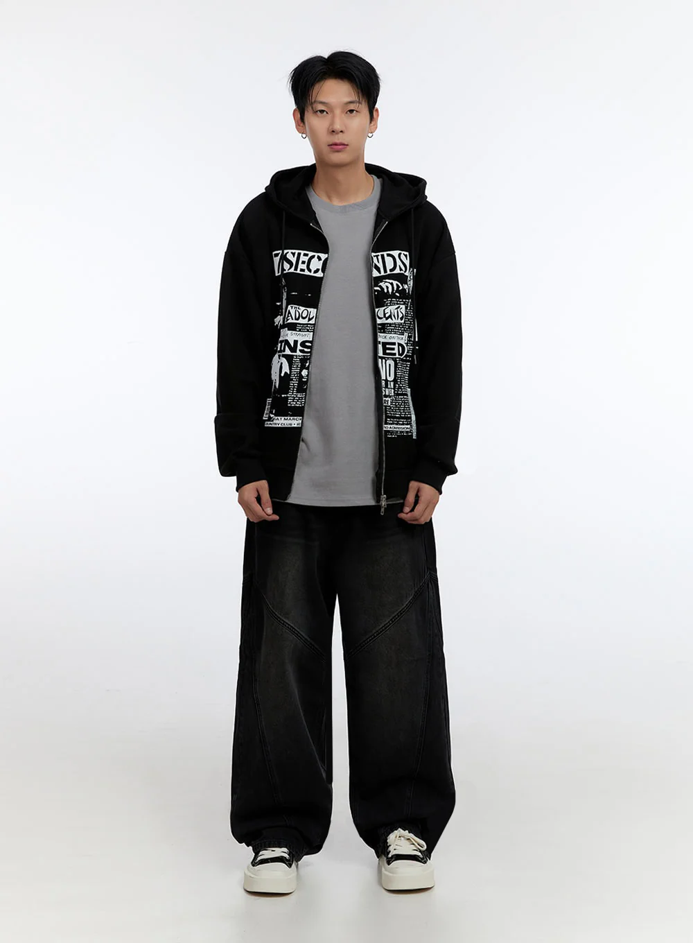 Men's Graphic Print Oversized Zip-Up Hoodie IO428 - Image 8