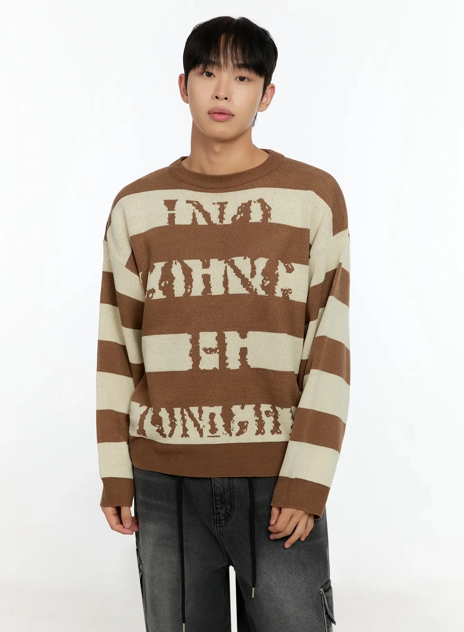 Men's Graphic Striped Sweater IN506 - Image 2