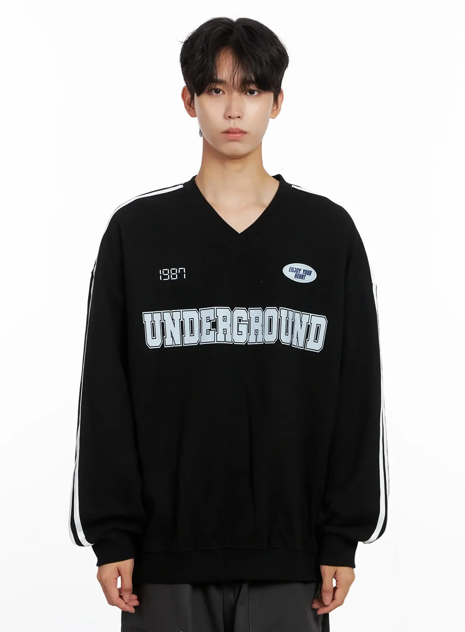 Men's Graphic V-Neck Sweatshirt IO516 - Image 19