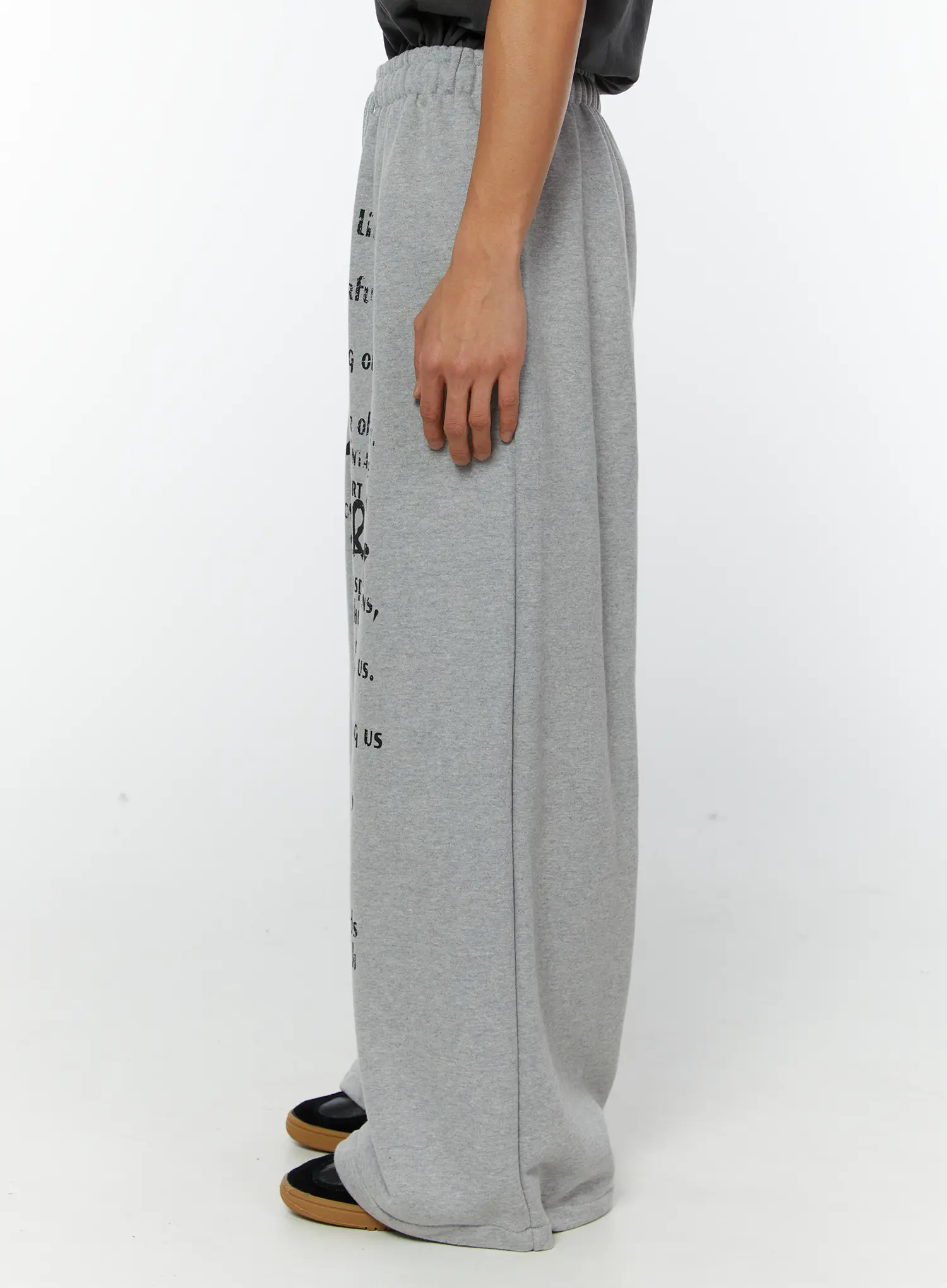 Men's Graphic Wide Leg Sweatpants (Gray) IY513 - Image 3
