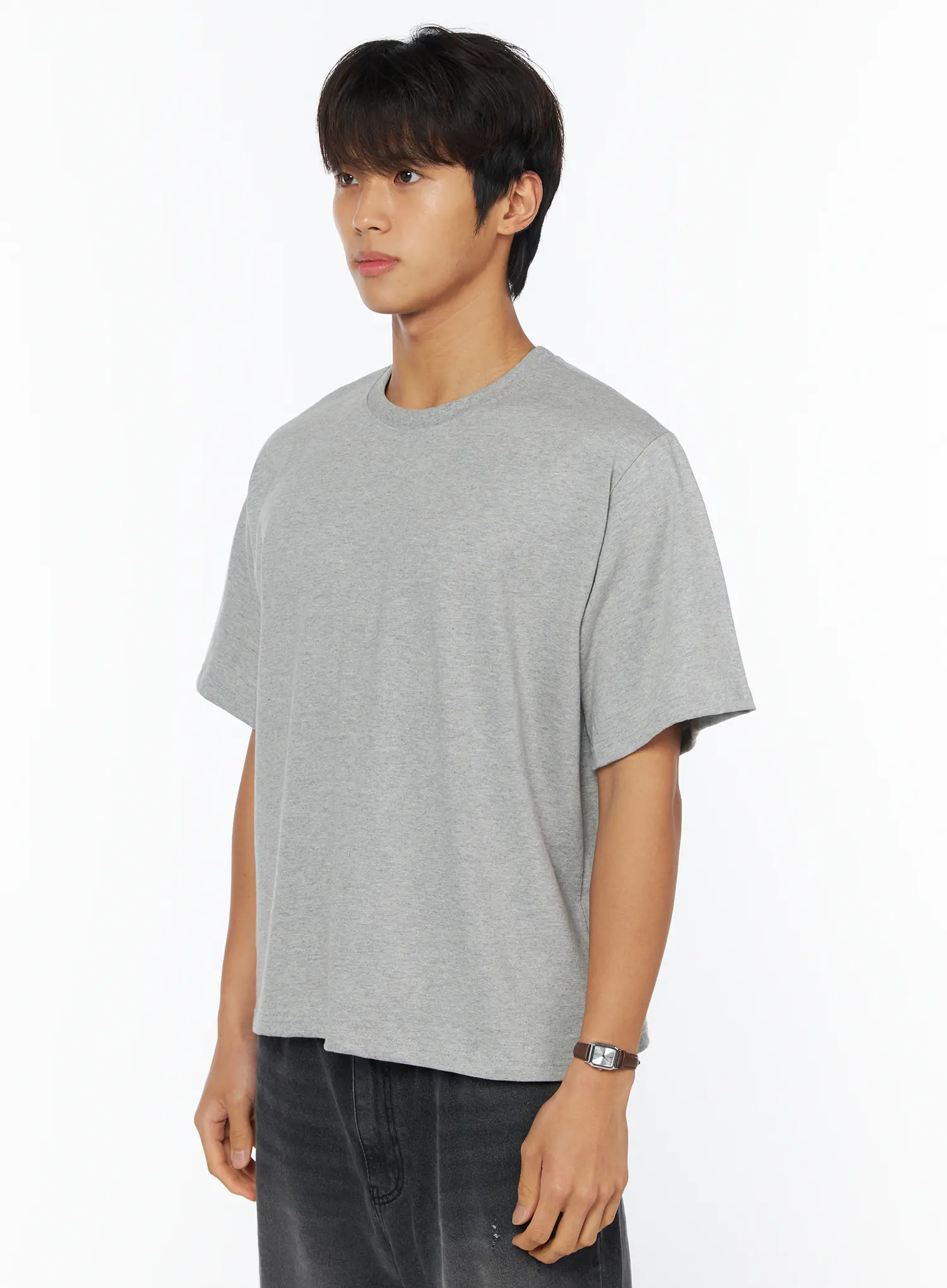 Men's Gray Short Sleeve T-Shirt IU503 - Image 4