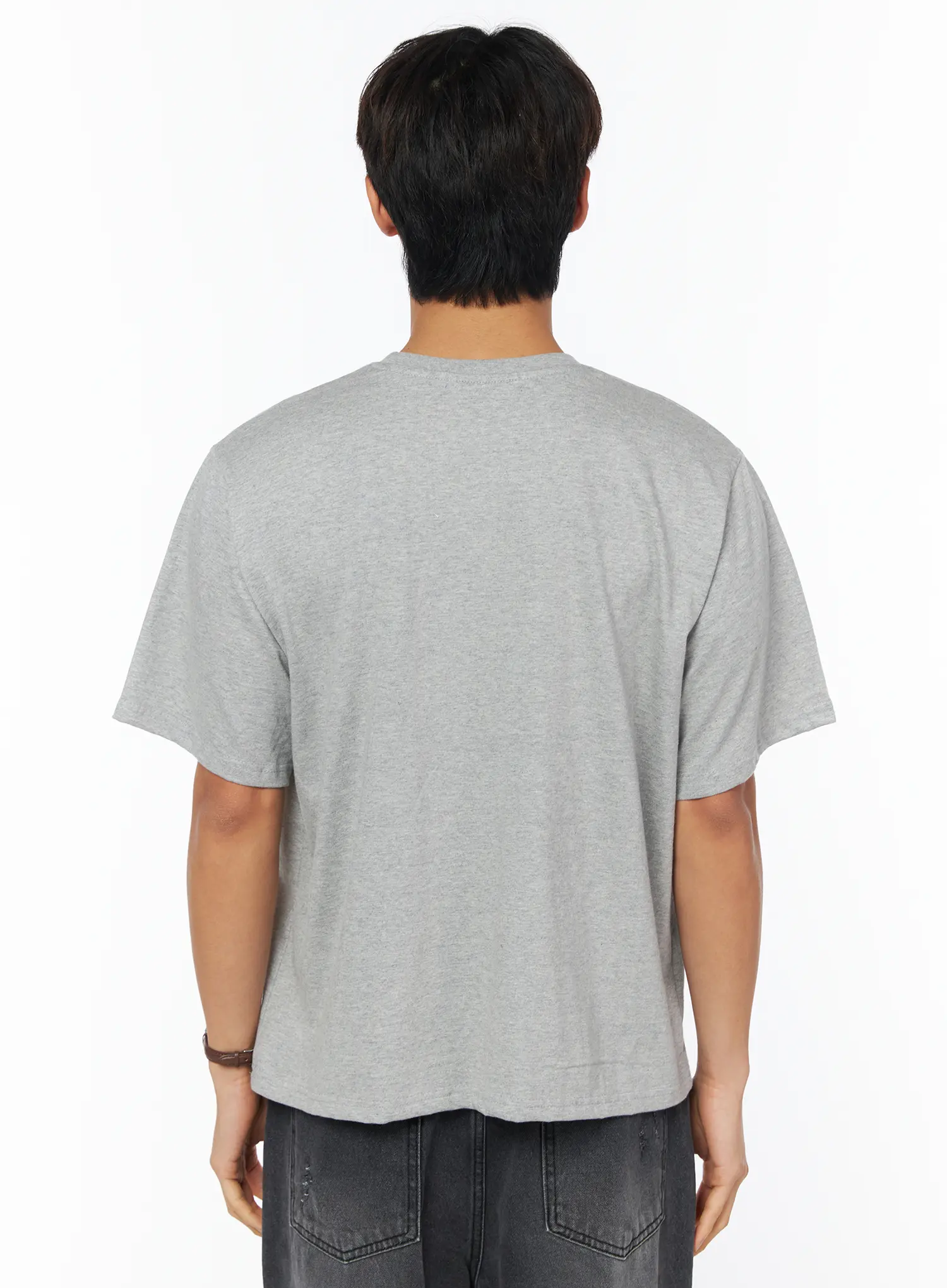 Men's Gray Short Sleeve T-Shirt IU503 - Image 5