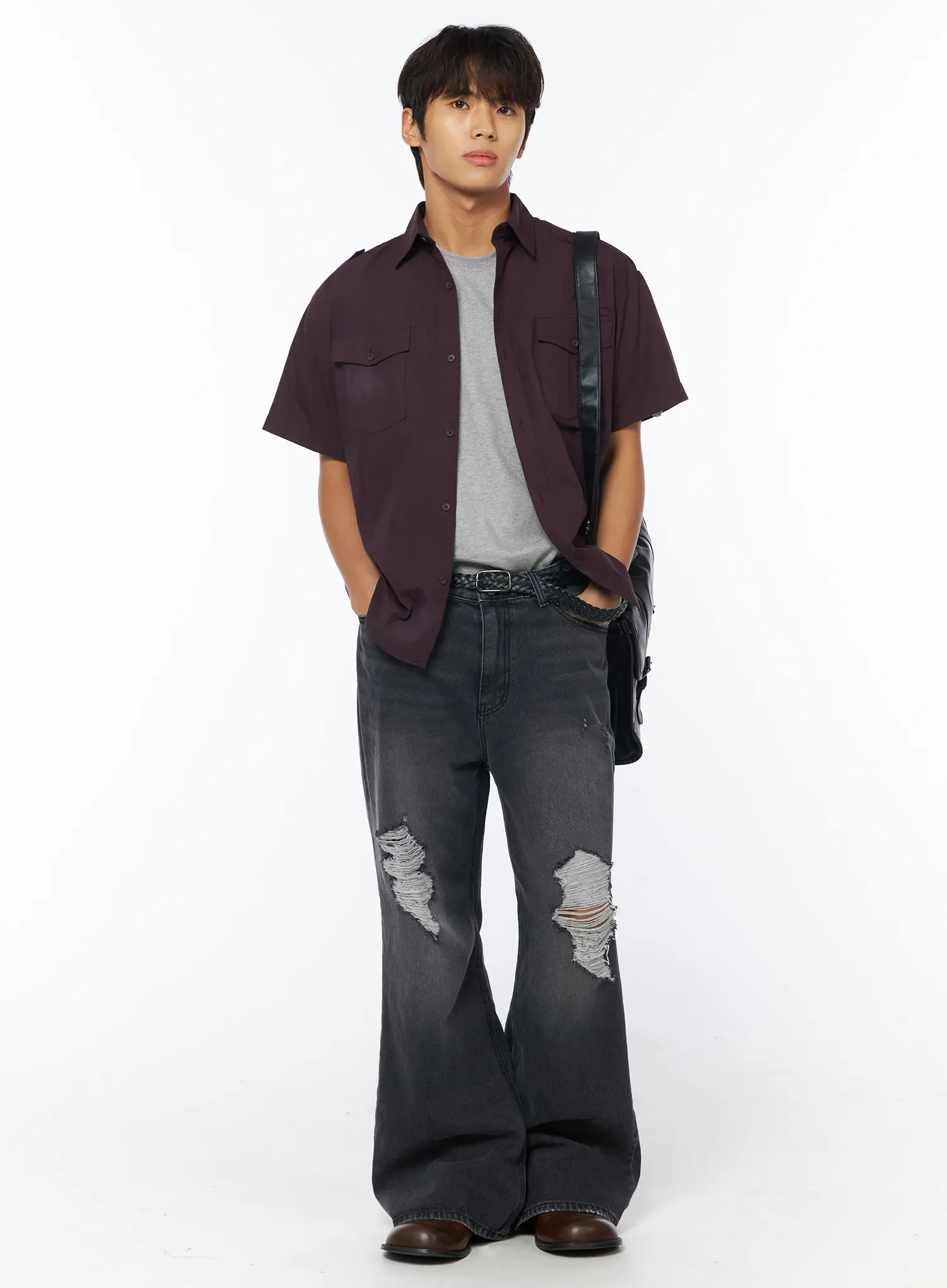 Men's Gray Short Sleeve T-Shirt IU503 - Image 9