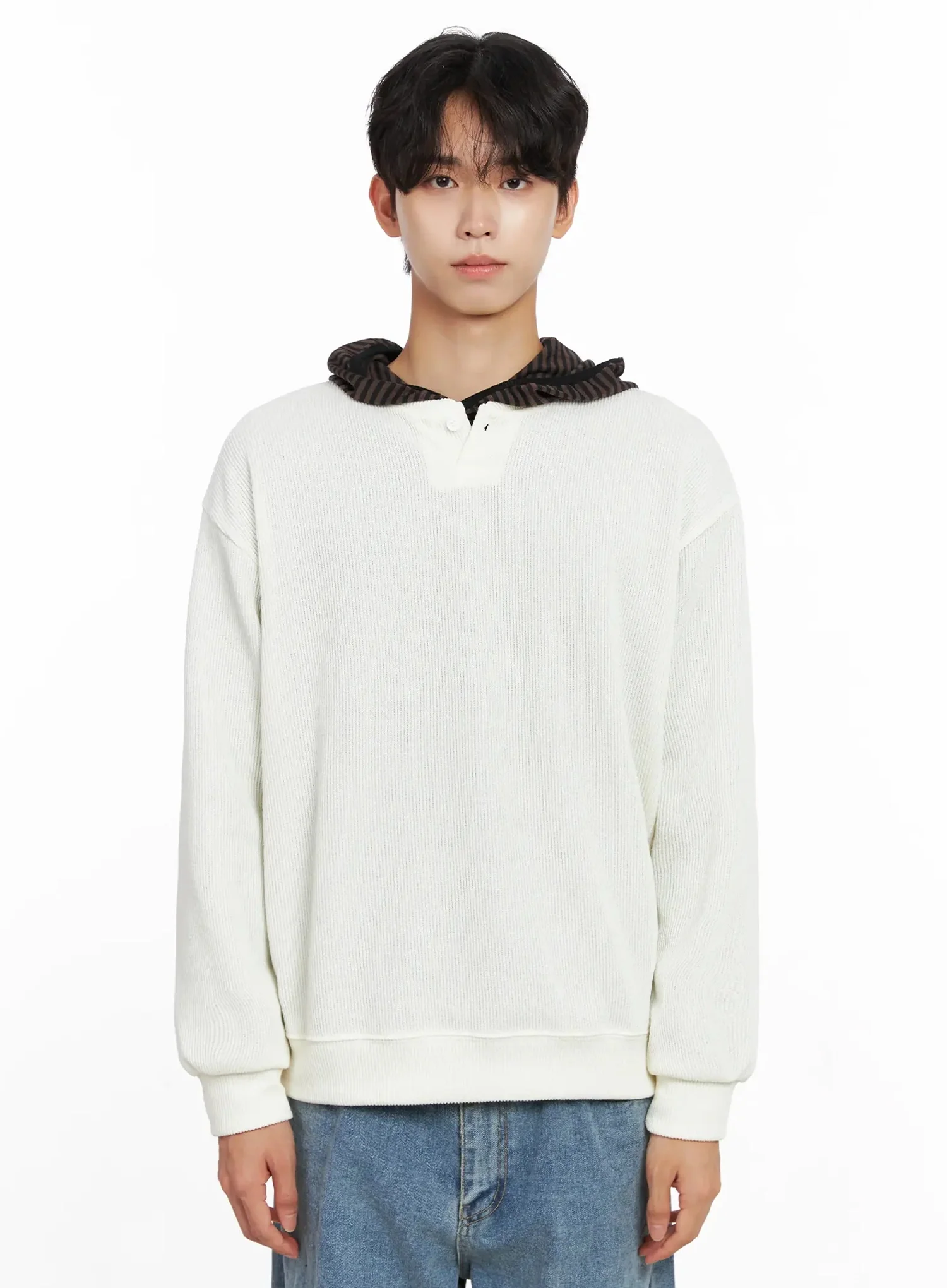 Men's Henley Neck Sweatshirts IO517 - Image 16
