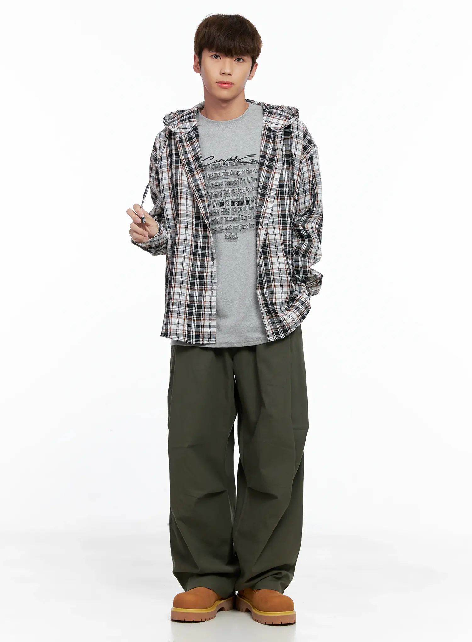 Men's Hooded Plaid Shirt IO506 - Image 7