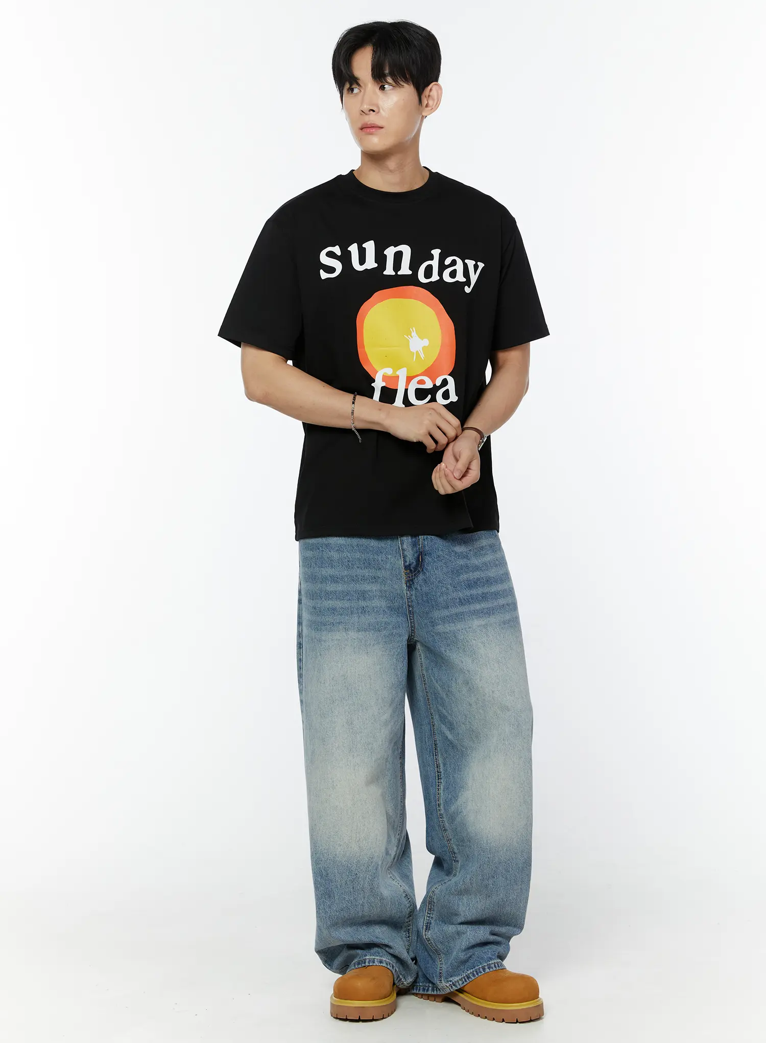 Men's Johnnie Balloon Fit Washed Jeans IU504 - Image 3