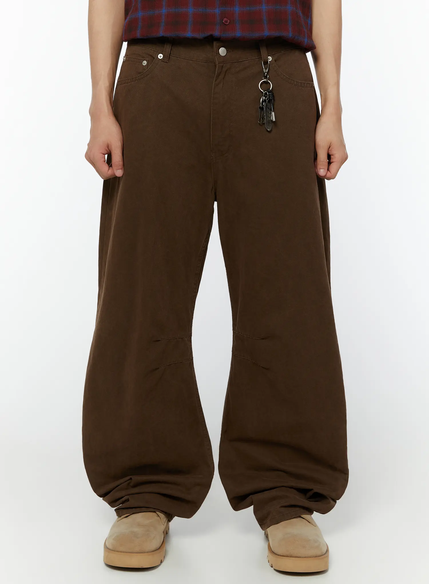 Men's Keychain Detail Curved Cotton Pants IU515