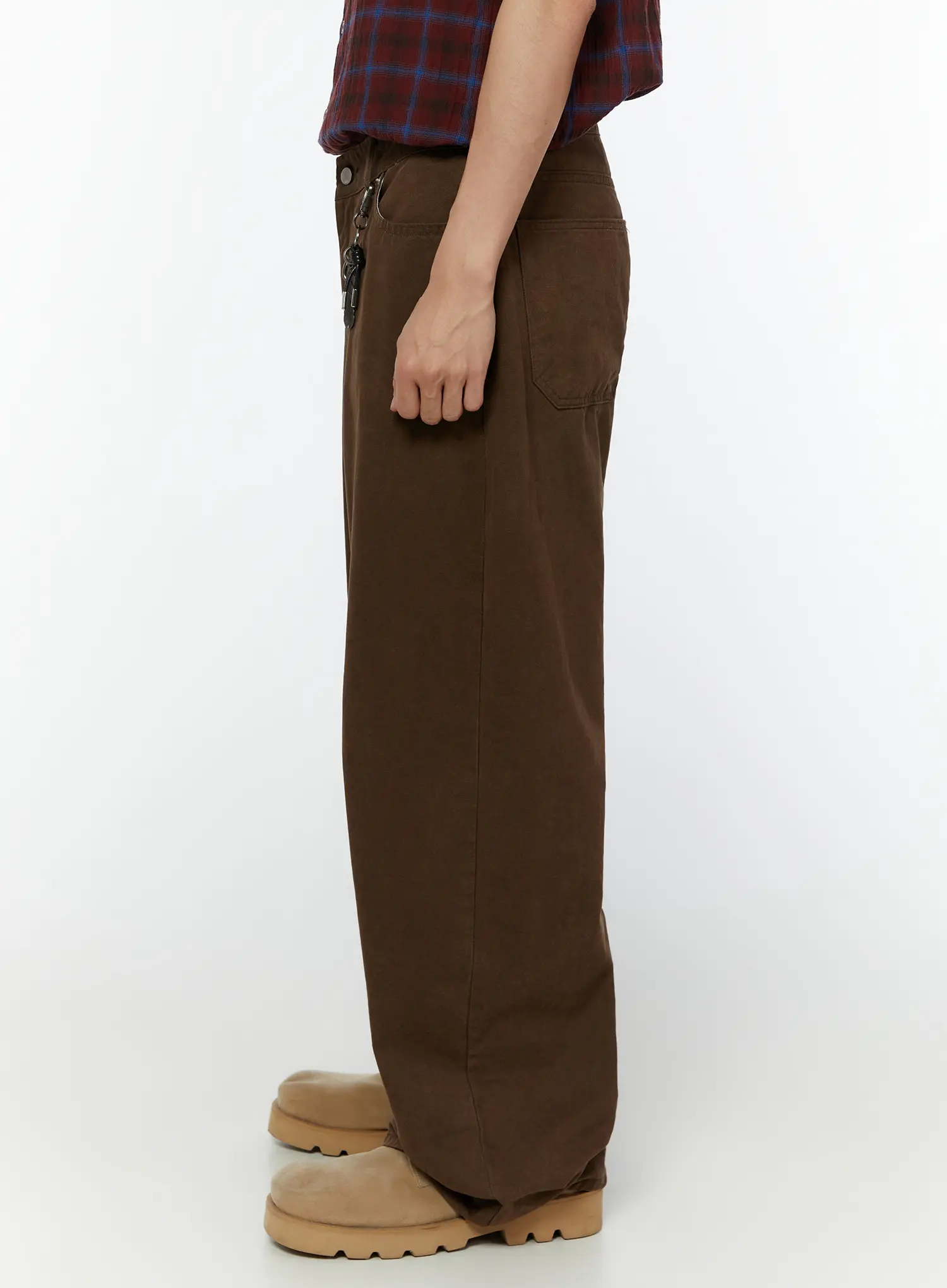 Men's Keychain Detail Curved Cotton Pants IU515 - Image 7