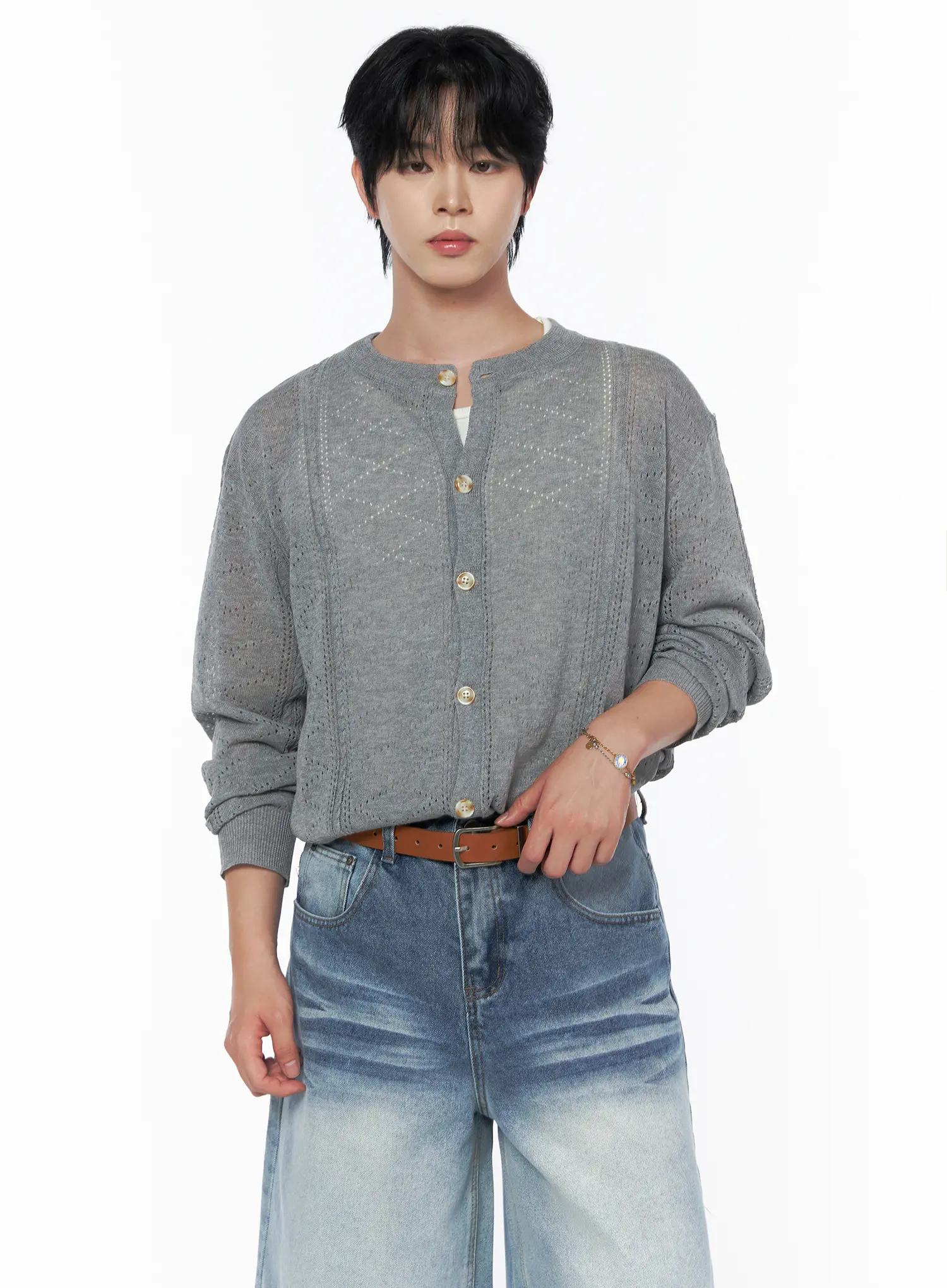 Men's Knit Button-Up Cardigan IU523