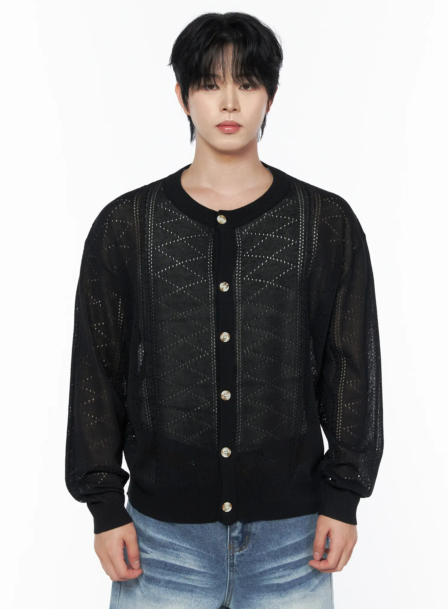 Men's Knit Button-Up Cardigan IU523 - Image 10
